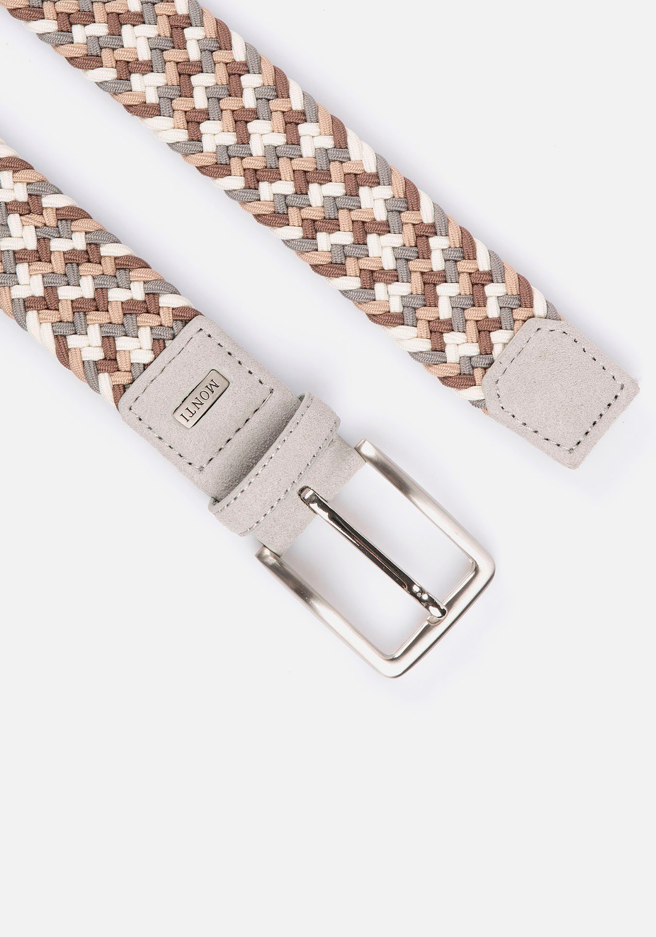 MONTI Leren riem 3,5 cm breed, elastisch gevlochten riem, met suede