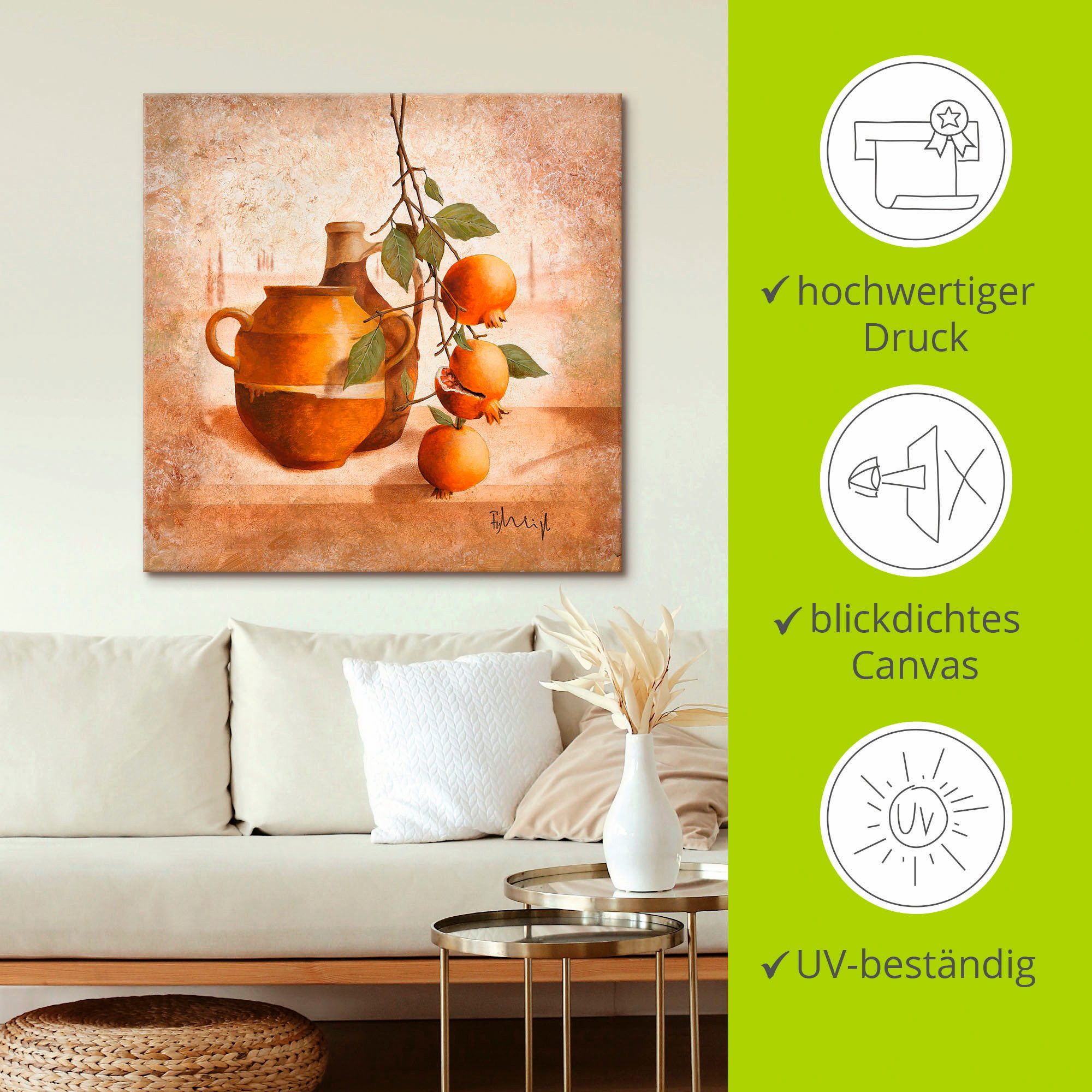 Artland Artprint Rijpe granaatappels als artprint op linnen, poster in verschillende formaten maten