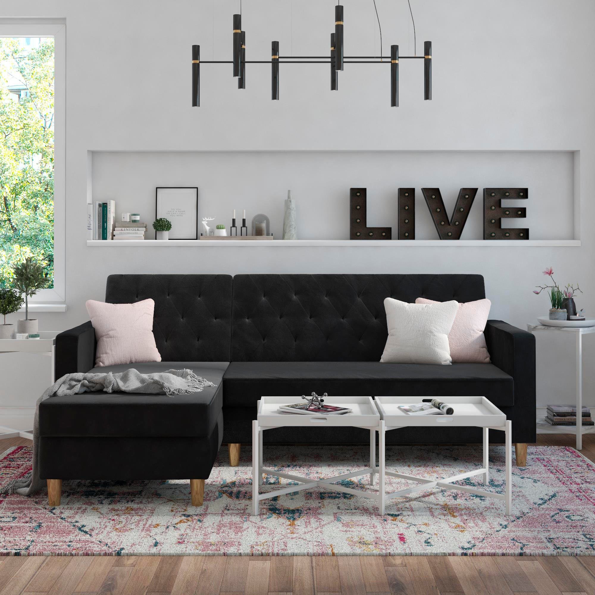 CosmoLiving by Cosmopolitan Hoekbank Liberty, L-vorm met slaapfunctie, récamier aan beide kanten te monteren, zithoogte 43 cm