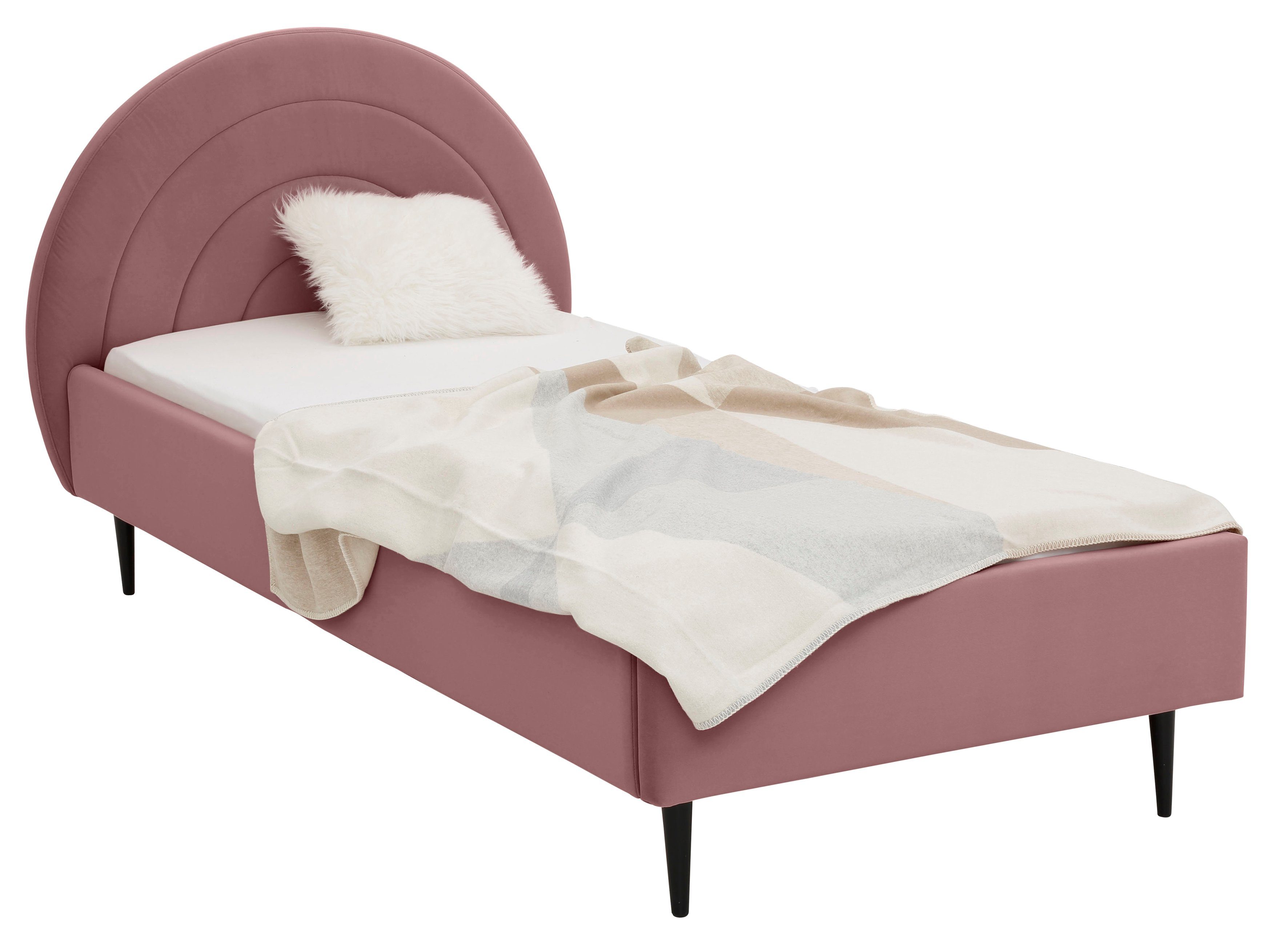 Lüttenhütt Gestoffeerd bed Femmy prettig bekleed hoofdbord met decoratief regenboogmotief