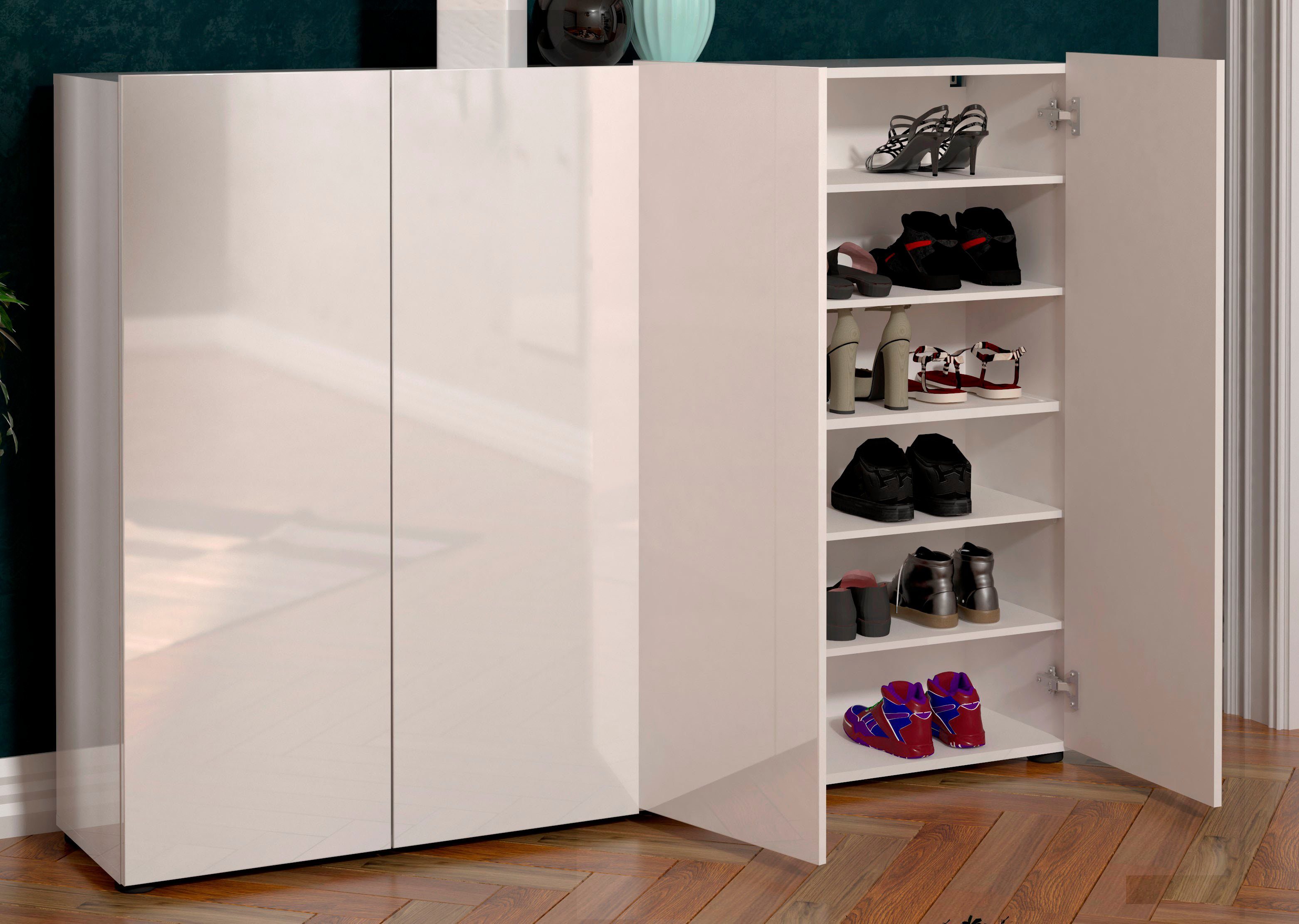INOSIGN Schoenenkast Mister Breedte 160 cm, 4 deuren, hoogglanslak