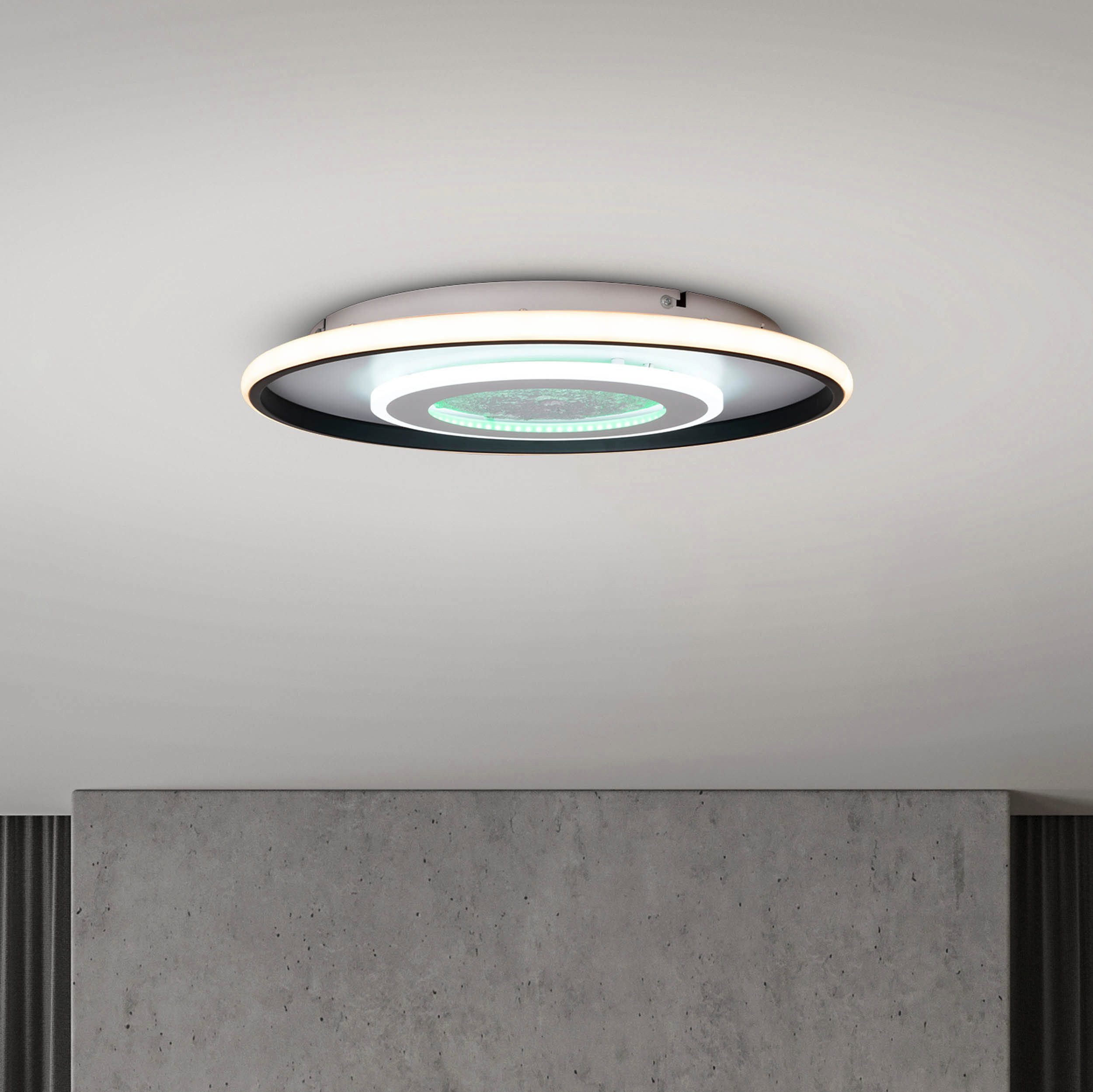 my home Led-plafondlamp Lyra Maan (maanstructuur), incl. CCT, RGB geheugen, nachtlamp, afstandsbediening (1 stuk)