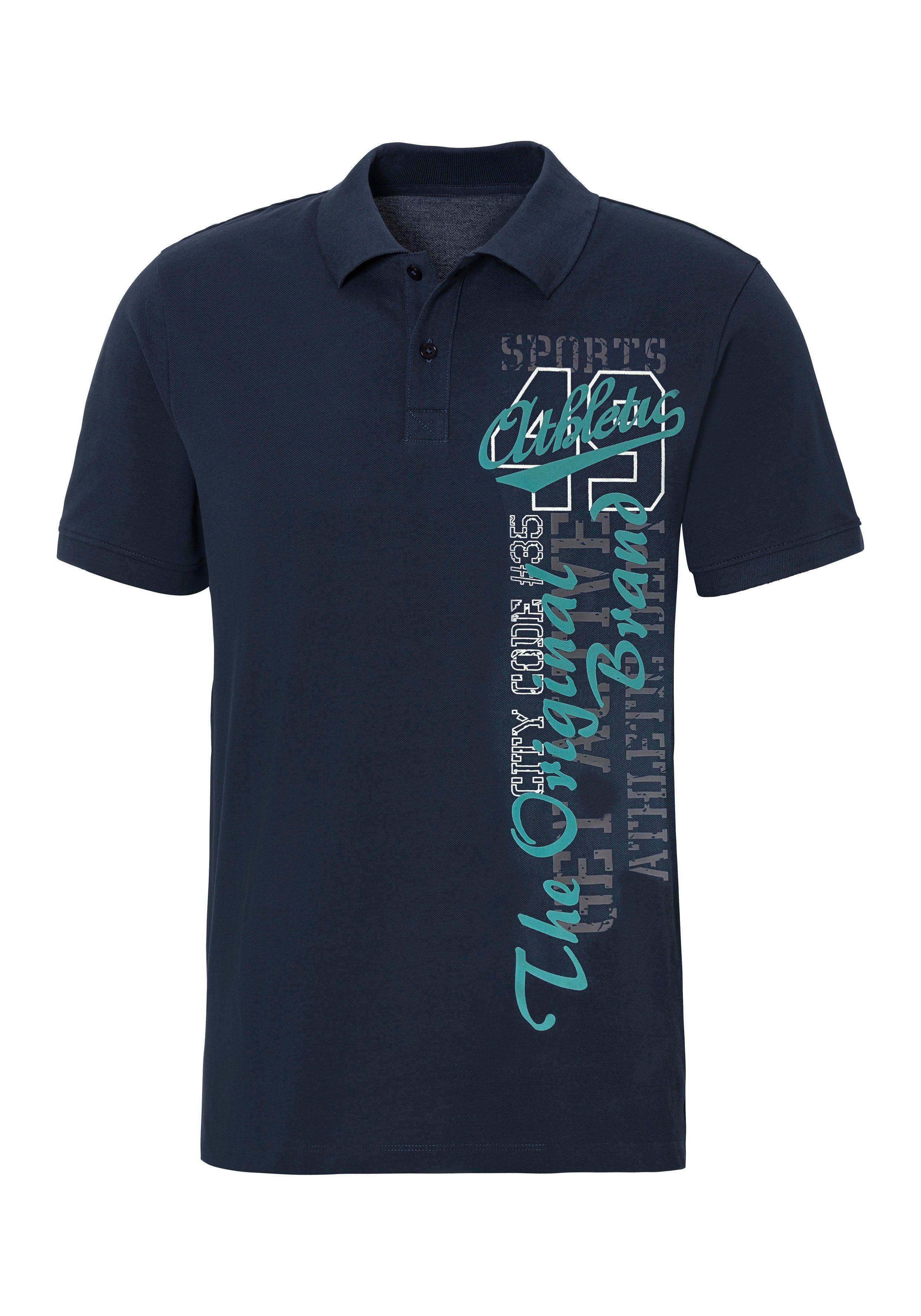 John Devin Poloshirt met grote print aan de voorkant van katoen-piqué