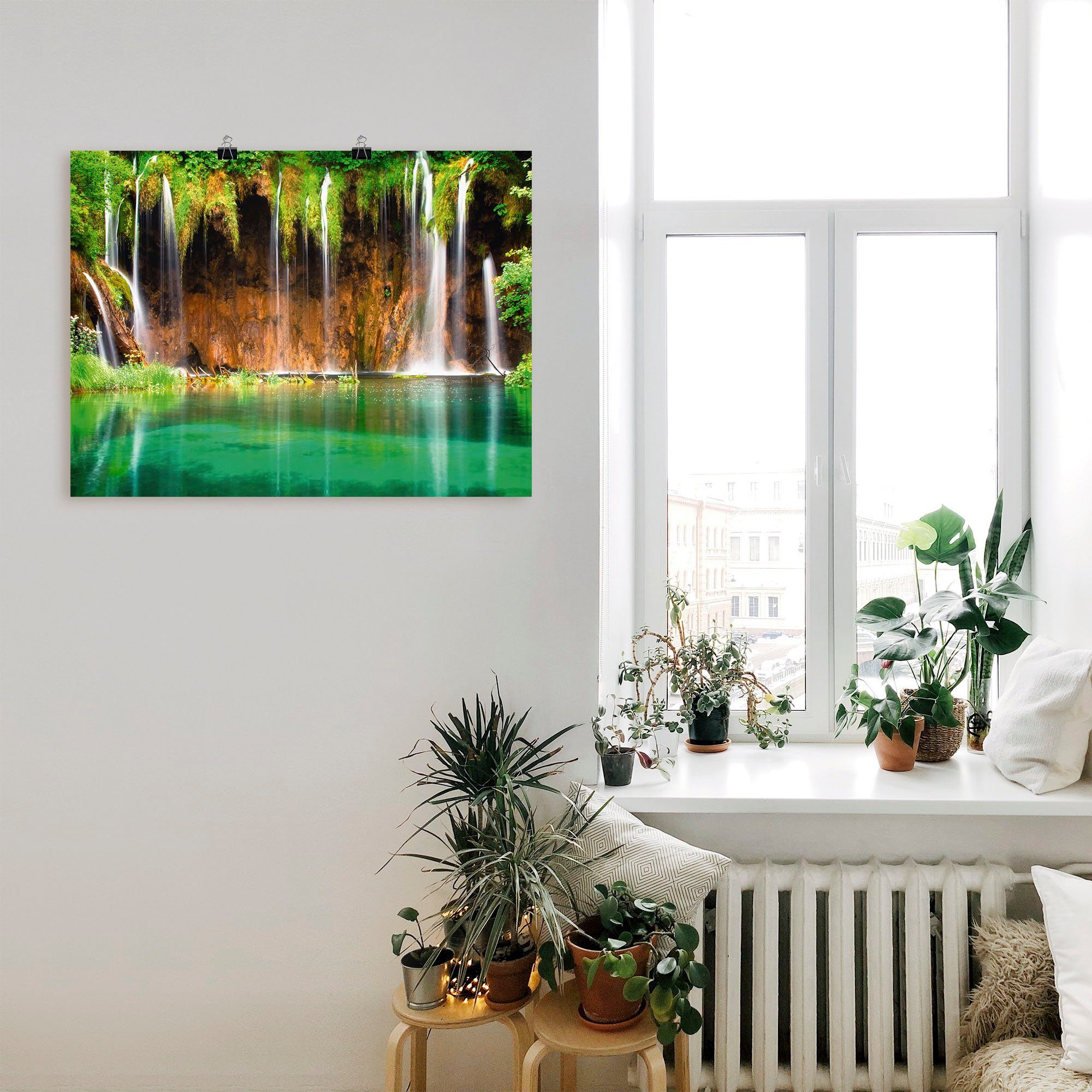 Artland Artprint Mooie waterval in het bos als artprint op linnen, poster in verschillende formaten maten