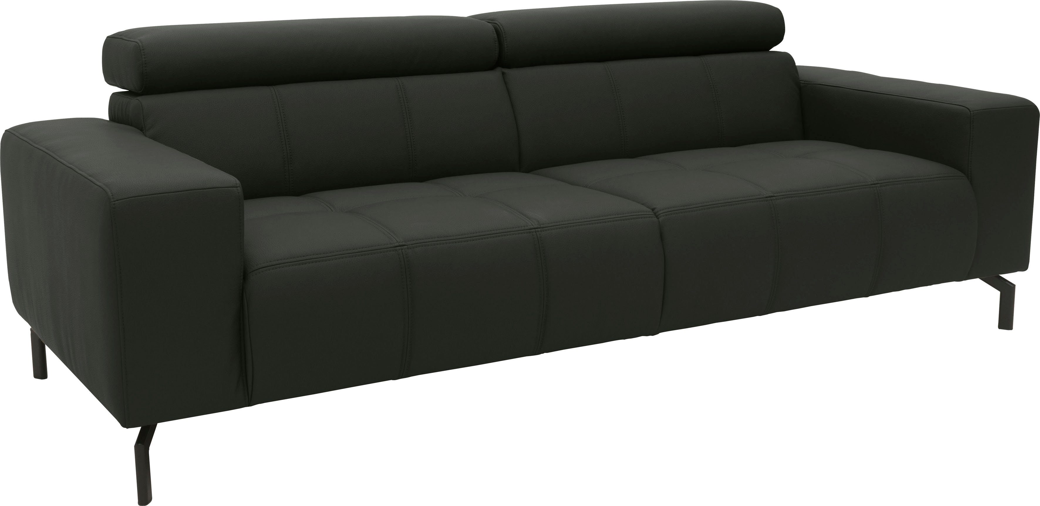 DOMO collection 2,5-zitsbank Cunelli tijdloos en elegant, moderne zitnaden als designelement, naar keuze met 6-voudig verstelbare hoofdsteunen, stevig zitcomfort