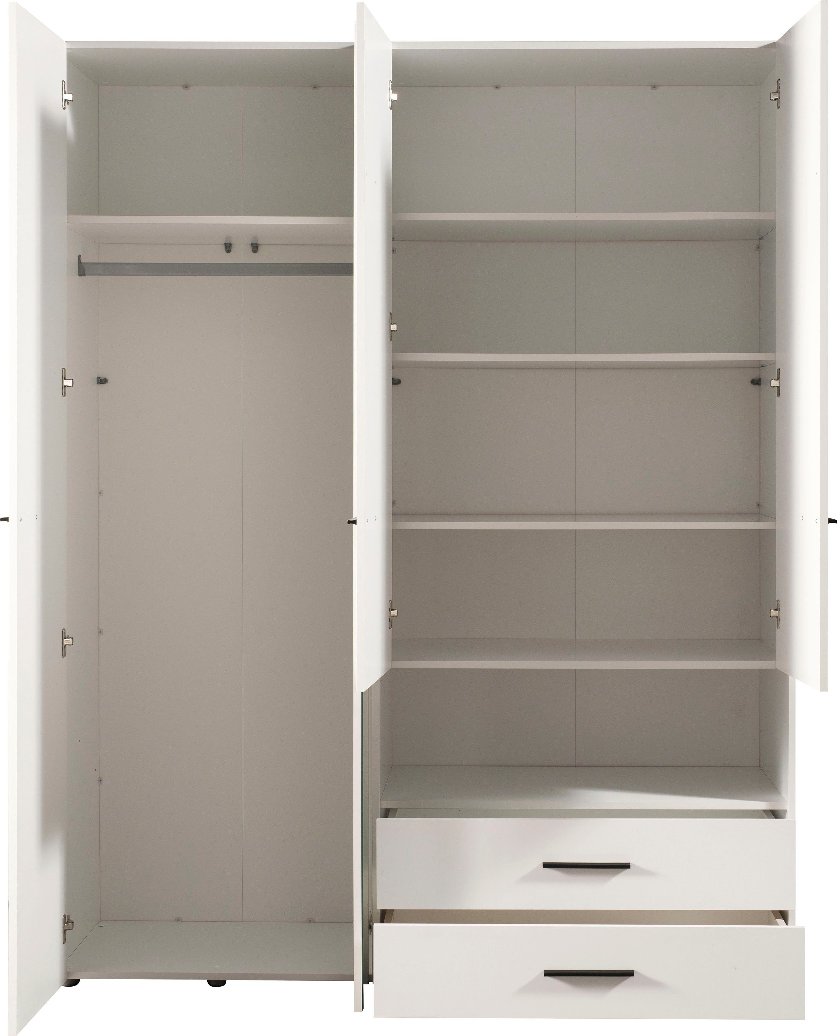 INOSIGN Kledingkast Leon, FSC®-gecertificeerd houtmateriaal met spiegel, binneninrichting en 2 lades, 127,5x55x205,5 cm