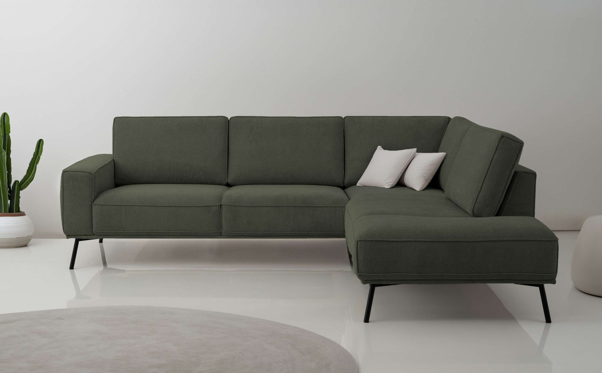 andas Hoekbank Vosby Breedte 260 cm, chenille, met decoratieve kedernaad groen, hoekbanken, 260 cm