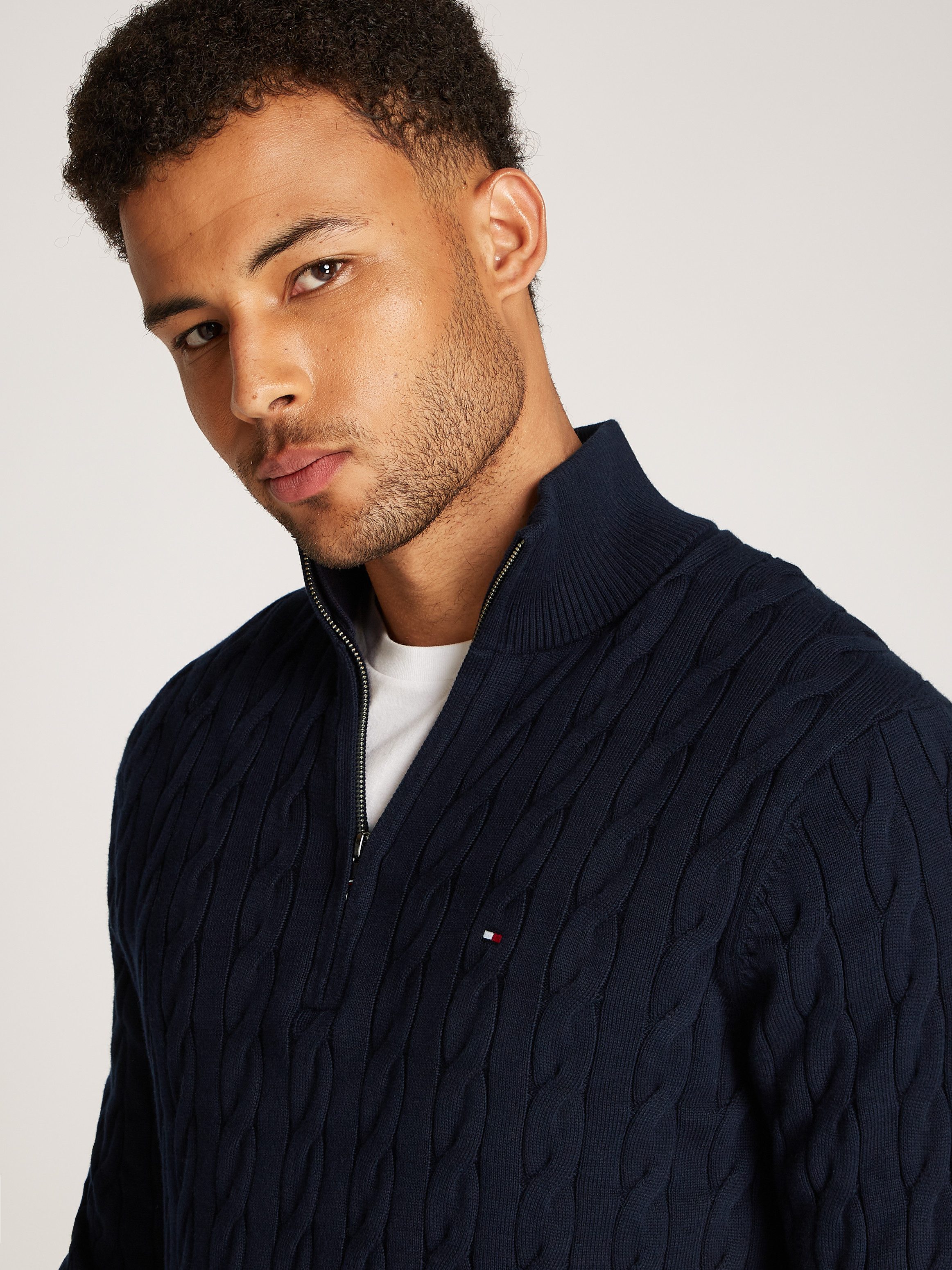 Tommy Hilfiger Gebreide trui CLASSIC COTTON CABLE ZIP MOCK
