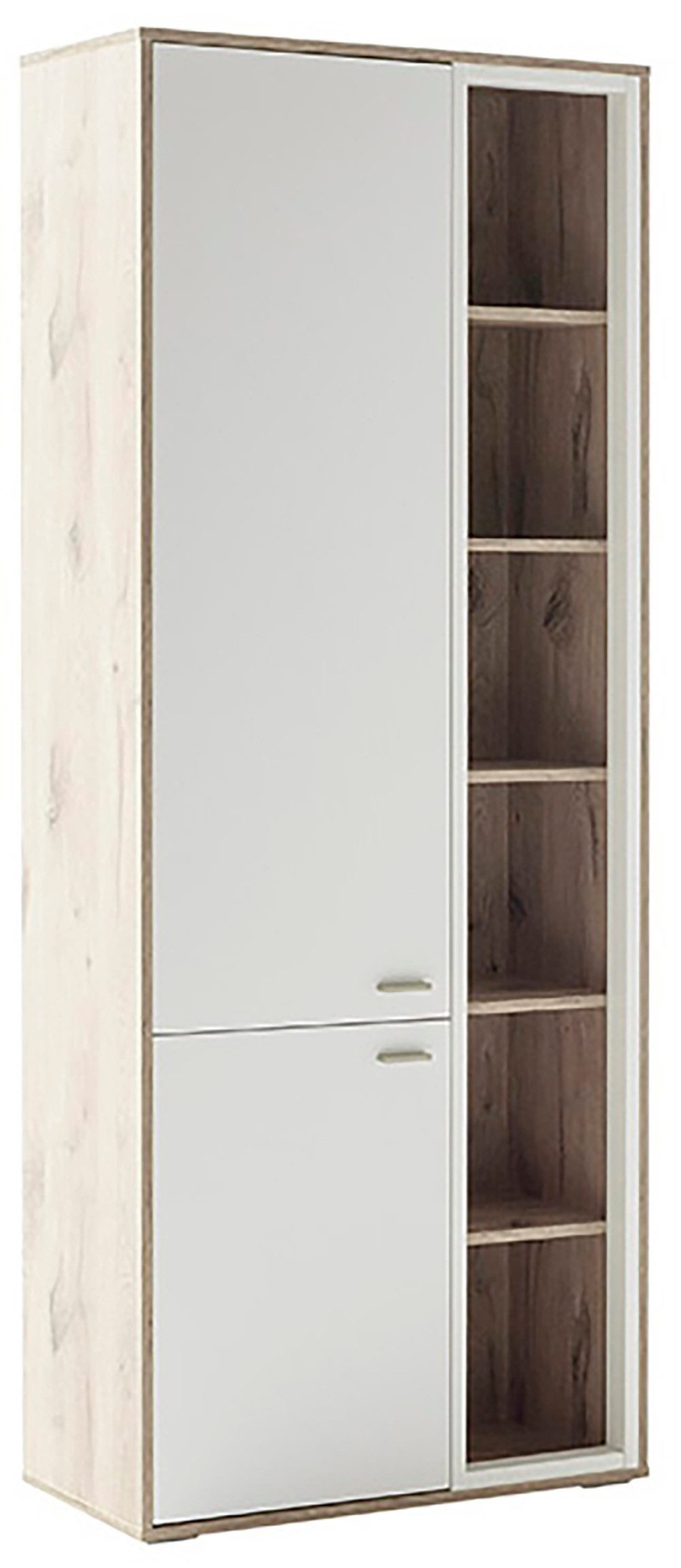 MCA furniture Vitrinekast SANTERNO 2 deuren gedempt, 6 vakken, metalen handgrepen in nikkel kleur, hoogte 197 cm