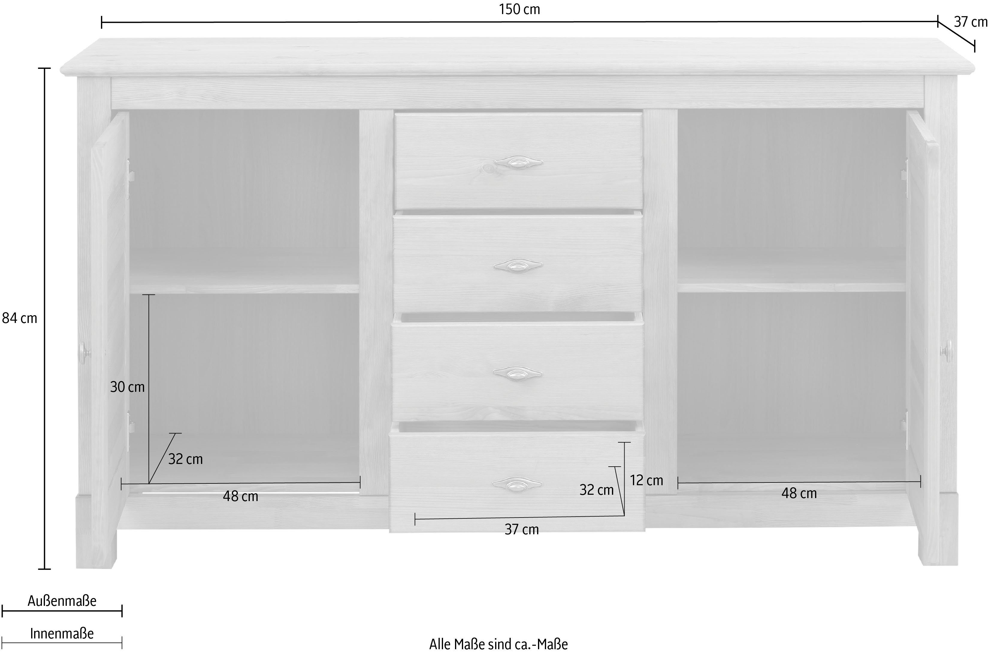 Home affaire Dressoir Rauna Commode, B/D/H: 150/37/84 cm