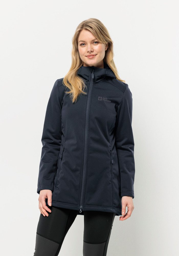 Jack Wolfskin Softshell-jas WINDHAIN COAT W kleding maat M (38/40) blauw
