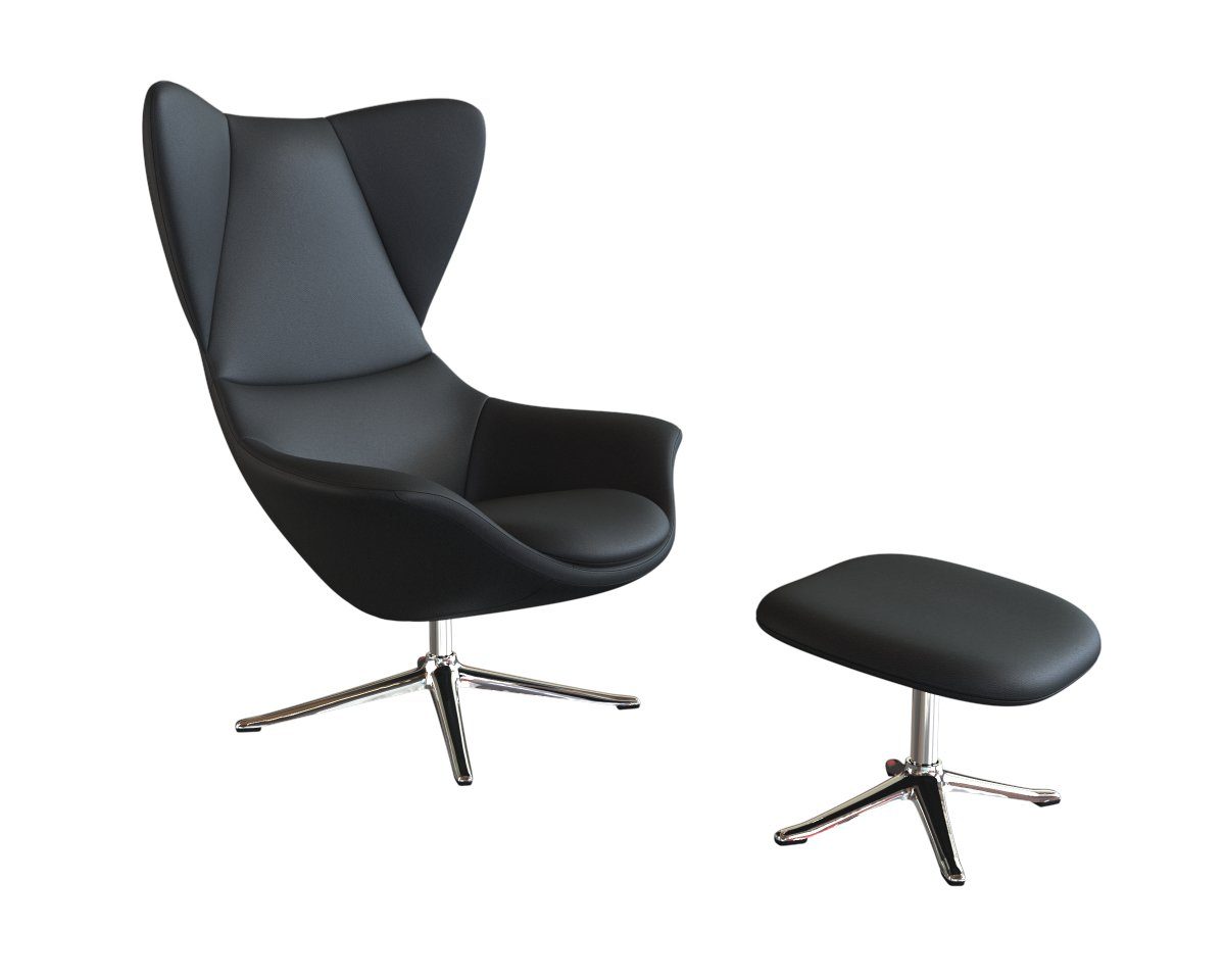 FLEXLUX Oorfauteuil Stilo relaxstoel, TV-stoel Solitaire, stijlicoon, draaibaar, aluminium basis