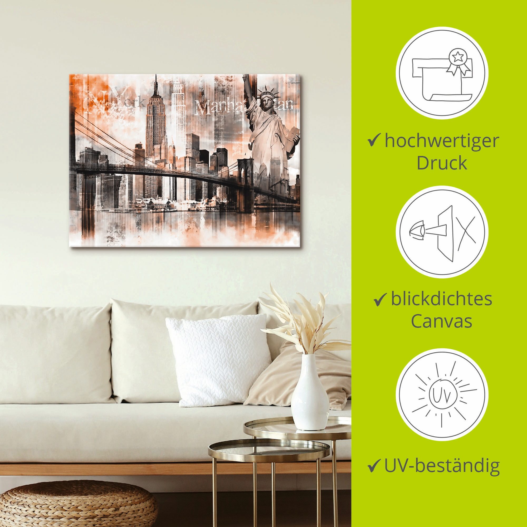 Artland Artprint New York skyline collage V als artprint op linnen, poster in verschillende formaten maten