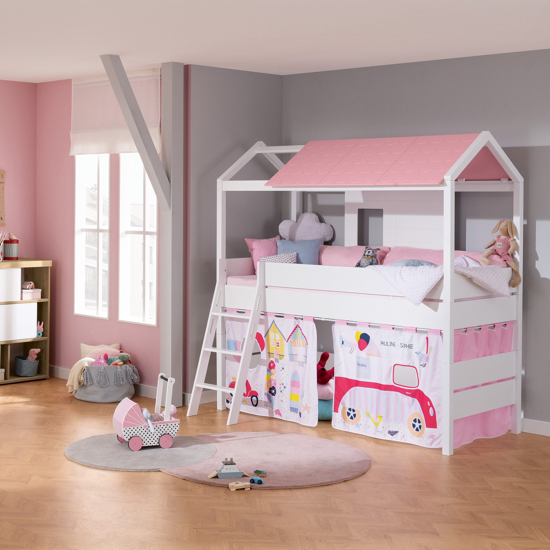 PAIDI Kinderwelten Huisbed TINY HOUSE Speelbed met valbeveiliging, individueel aanpasbaar