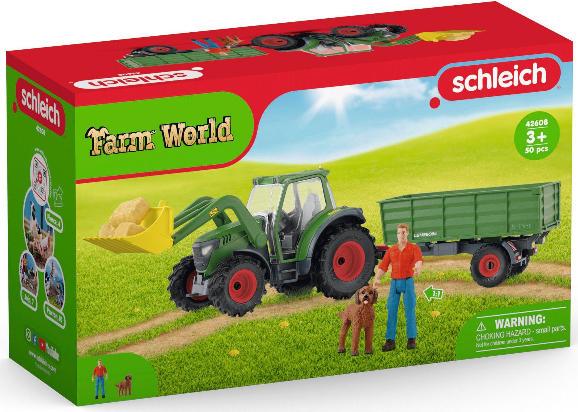 Schleich® Speelwereld FARM WORLD, Tractor met aanhangwagen (42608)