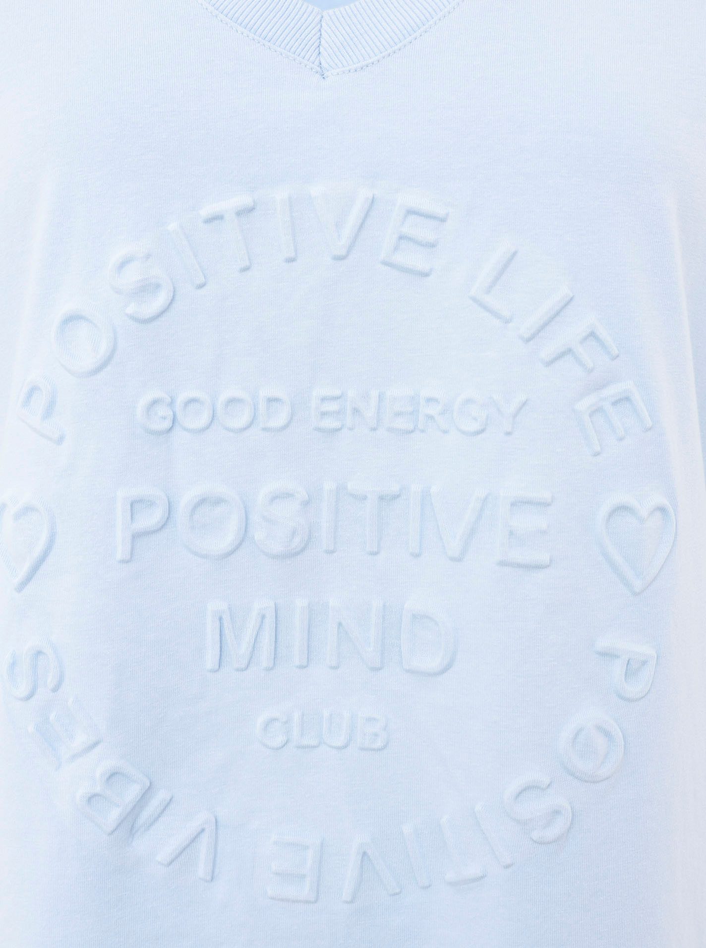 Zwillingsherz Shirt met korte mouwen Oversized shirt met stempeldruk "Positive Mind" met v-halslijn en stempeldruk, licht oversized gesneden
