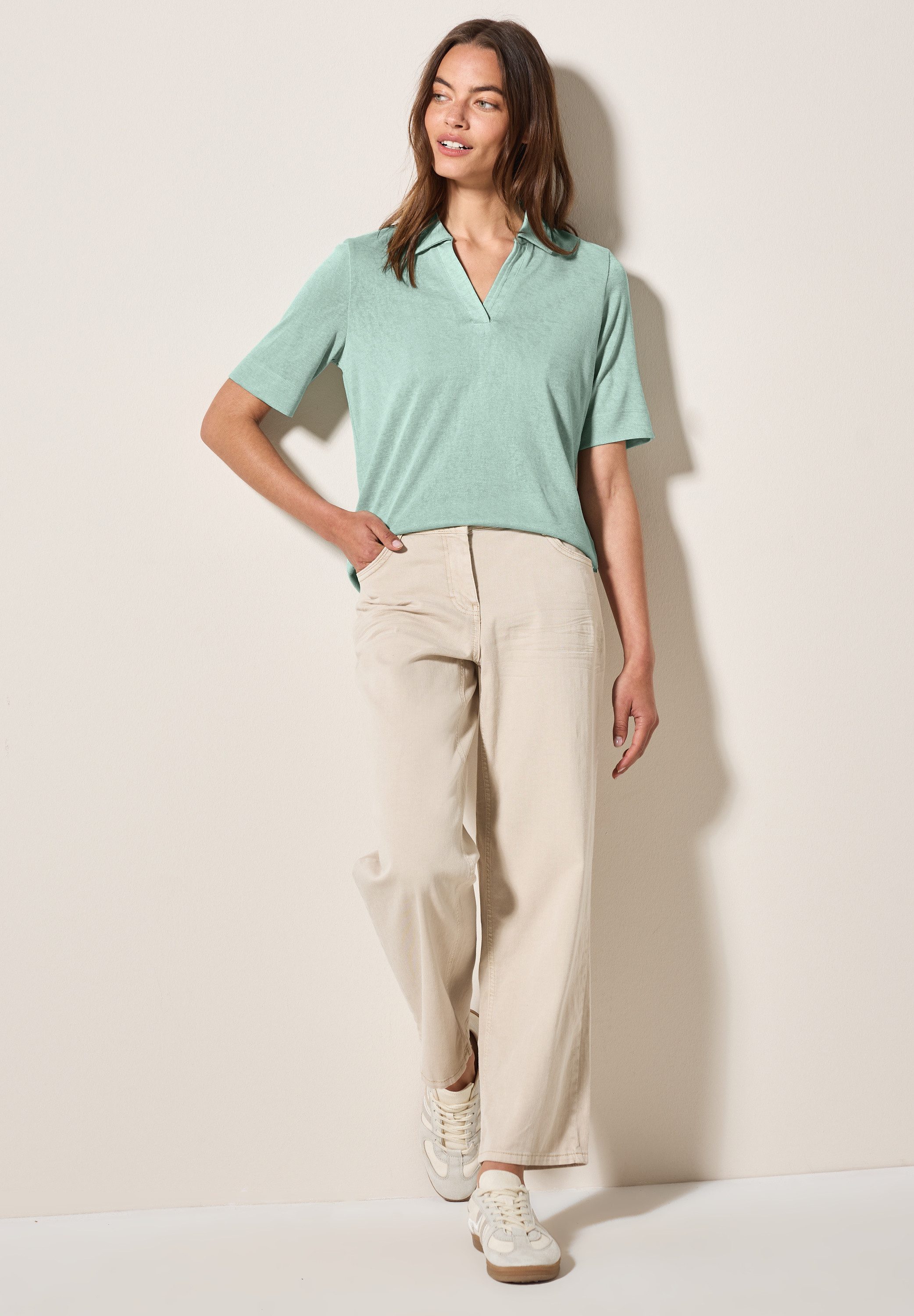 Cecil Poloshirt in linnen-look