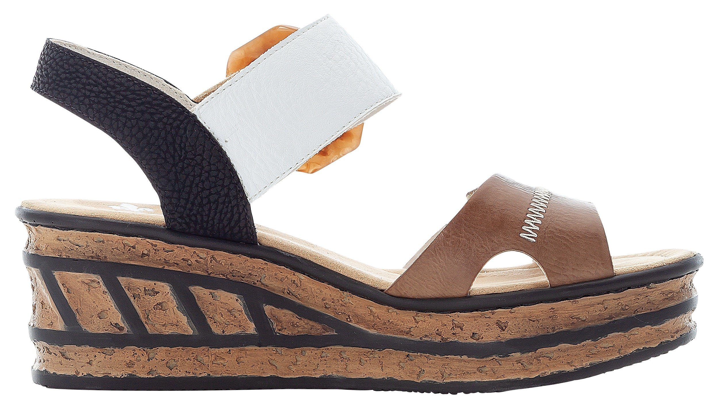 Rieker Sandaaltjes zomerschoen, sandaal, sleehak, in modieuze look