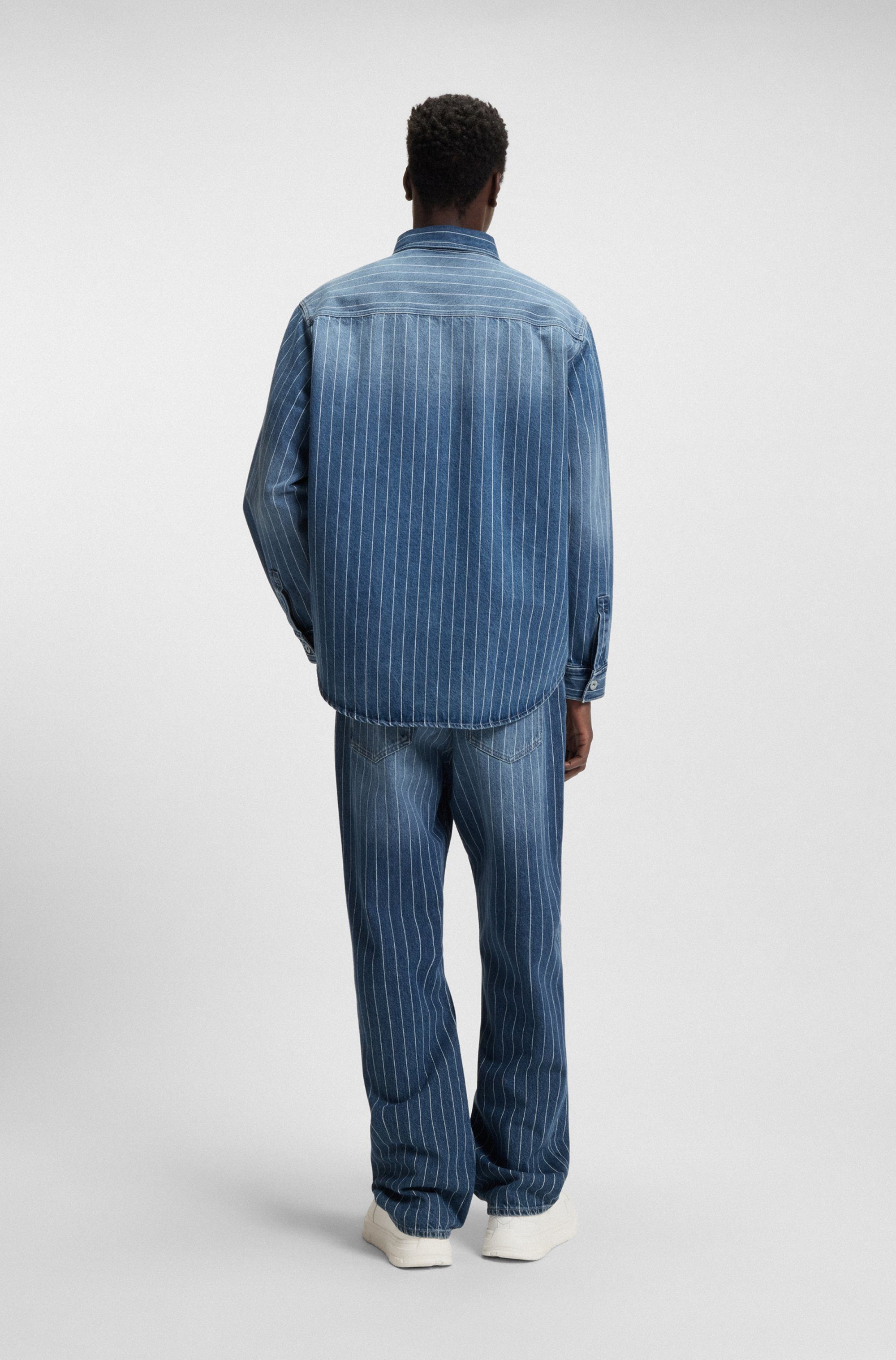 HUGO Blue Jeans overhemd Ebolt van gestreept denim