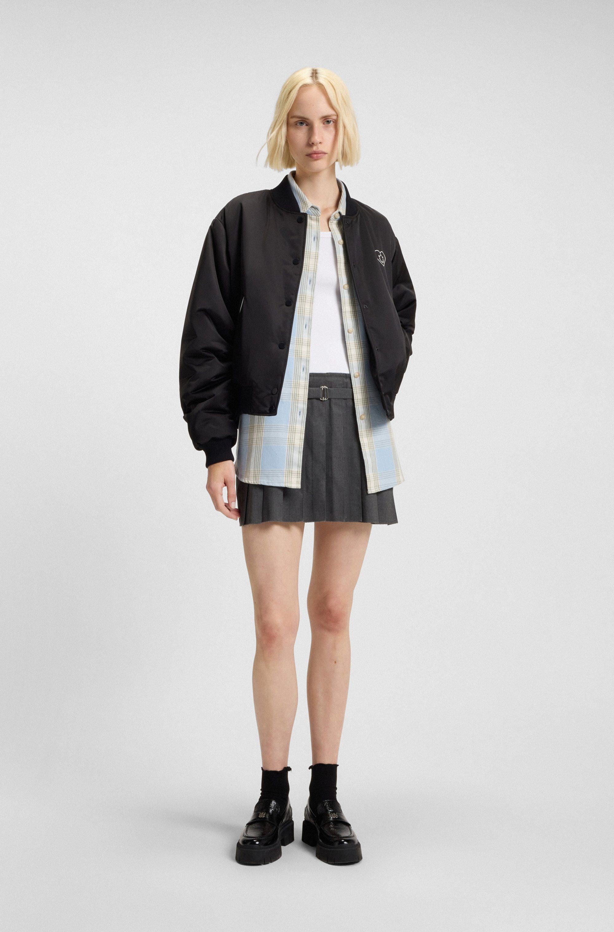 HUGO Blue Mini-jurk Norila TwoinOne Slim Fit, met geplooide rokdeel top & rok plooirok