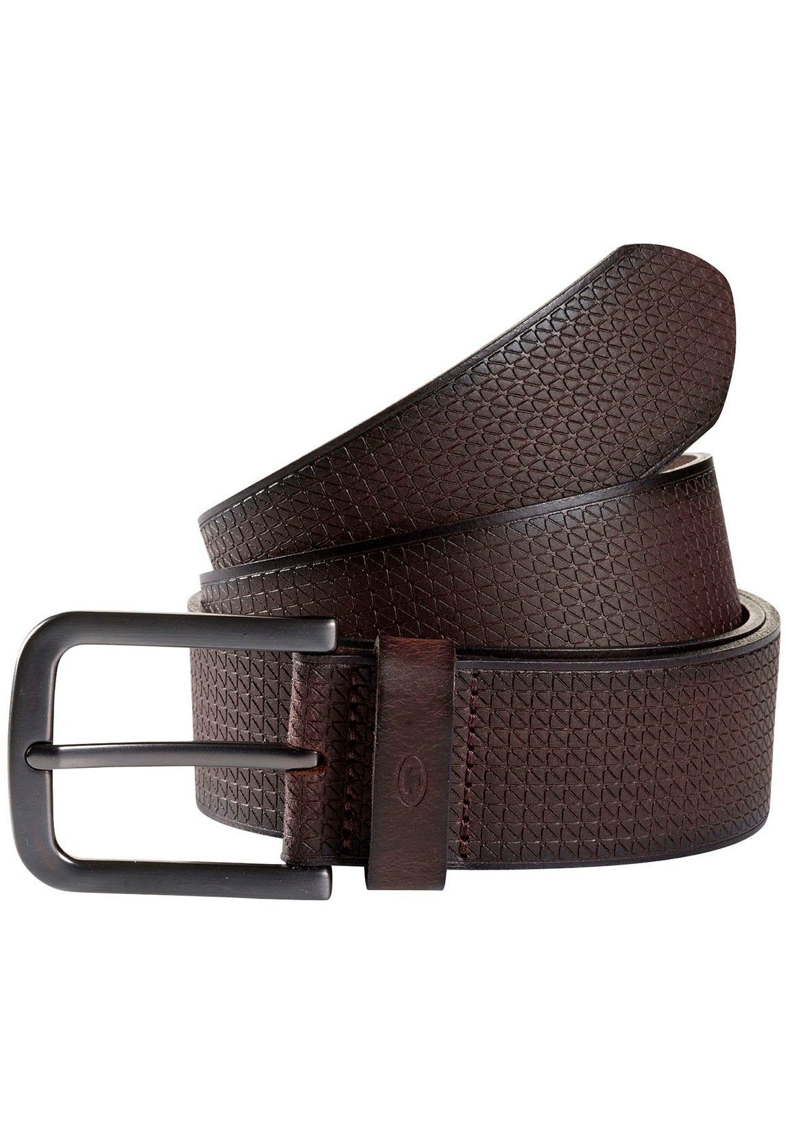 Tom Tailor Leren riem TTARTHUR 4 cm breed, herenriem, jeans en casual, geperst