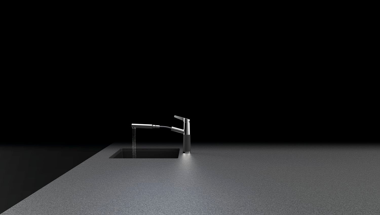 Schock Keukenkraan SC-510 SB uitschuifbaar, straal-douche, terugstroombegrenzer, draaibereik 120°