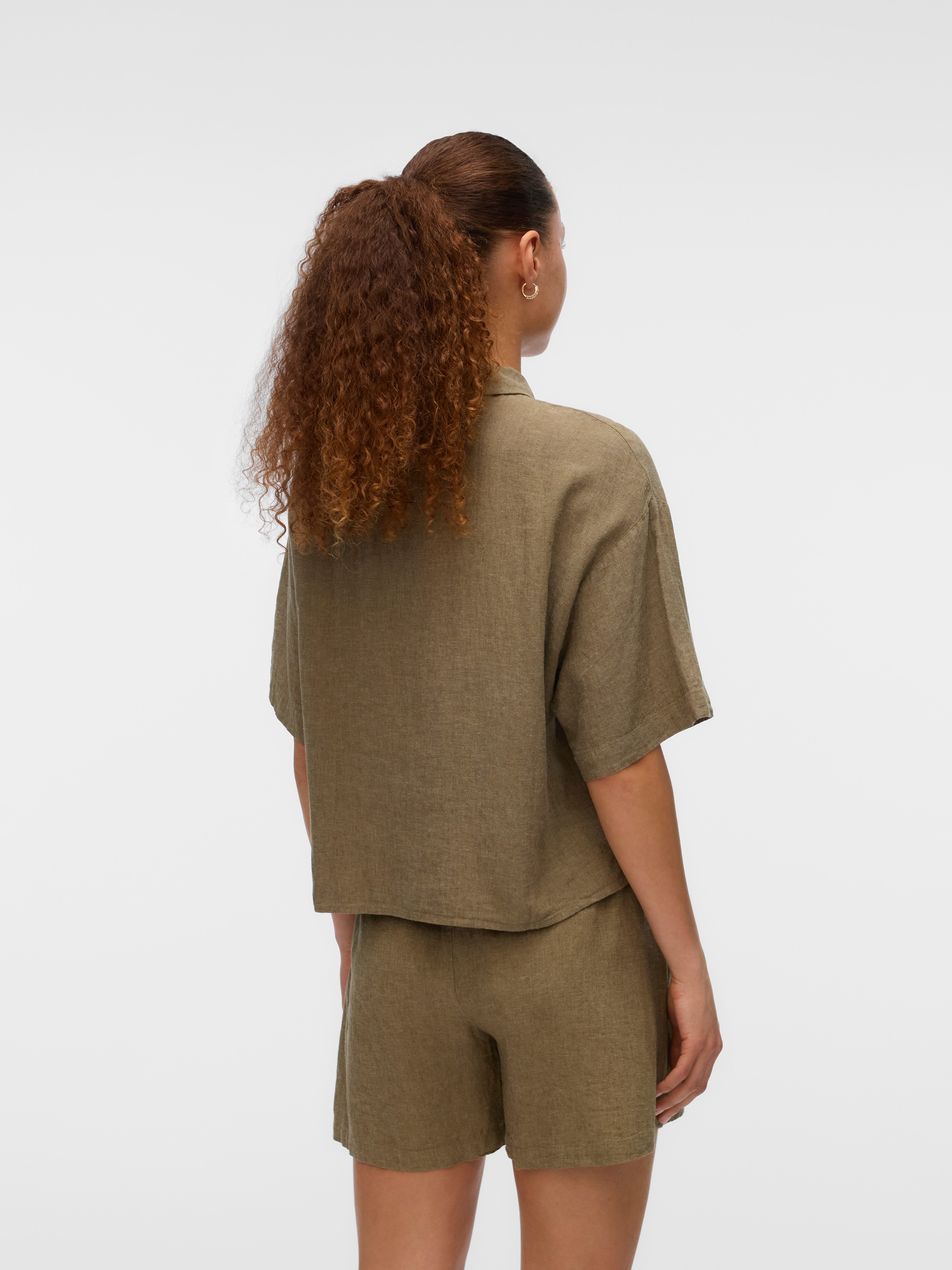 Vero Moda Overhemdblouse VMLINN LINEN 2/4 SHORT SHIRT WVN NOOS