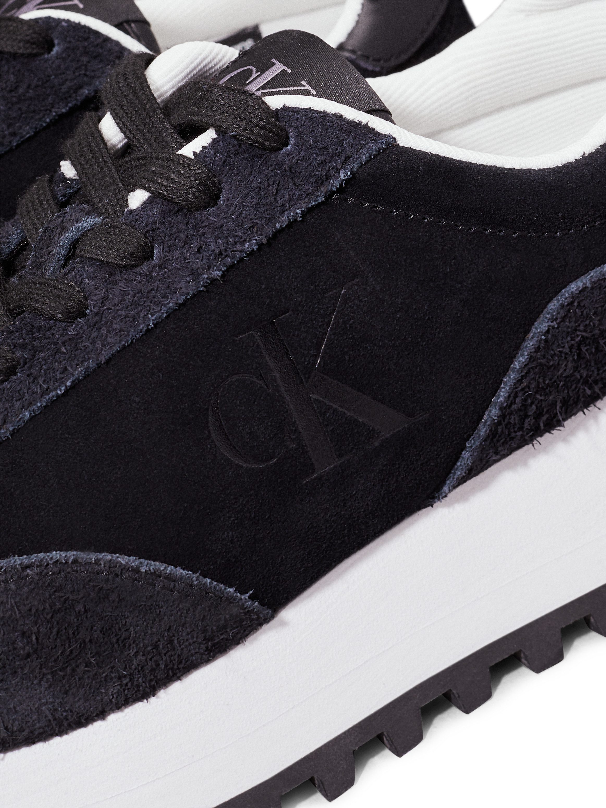 Calvin Klein Plateausneakers RUNNER LACEUP ML SUEDE , vrijetijdsschoen, veterschoen, lage schoen met zij ck-logo