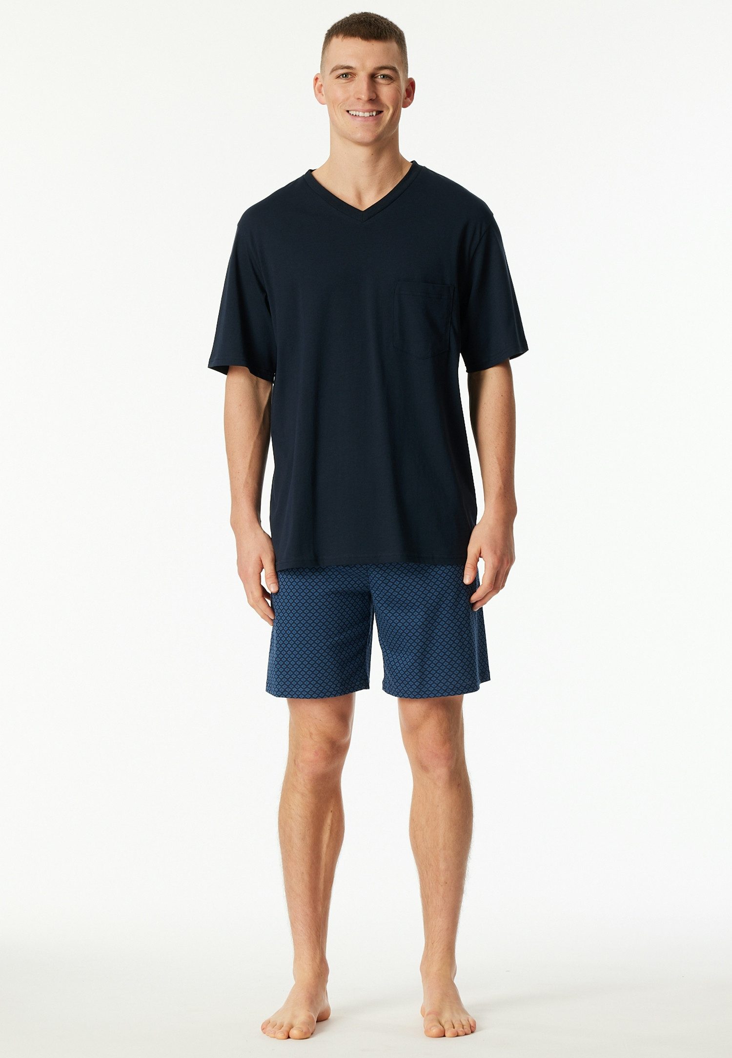 Schiesser Shortama Comfort Essentials met opgestikte borstzak (2-delig)