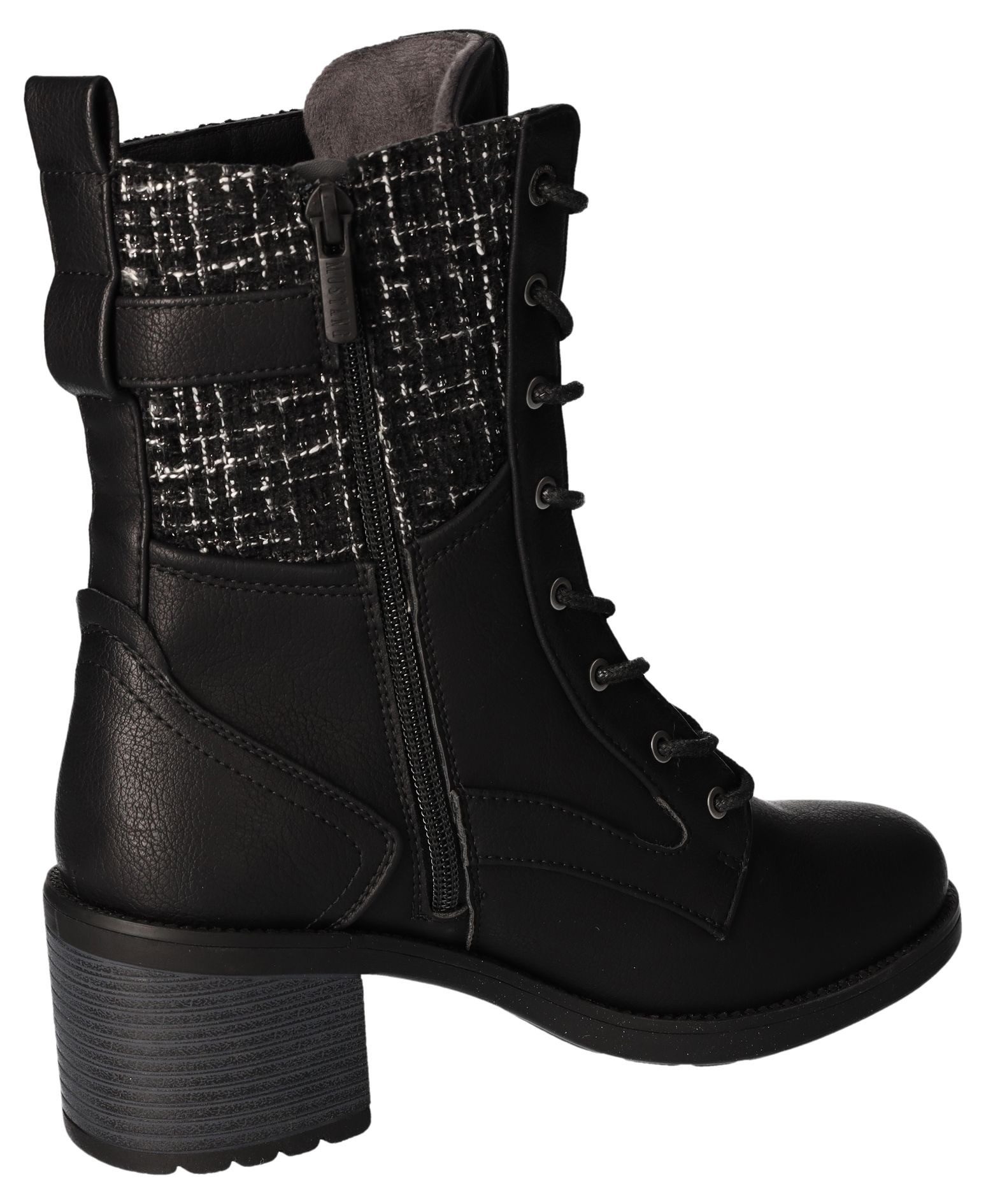 Mustang Shoes Winterlaarsjes Plateau enkellaars, veterschoenen met praktische binnenrits