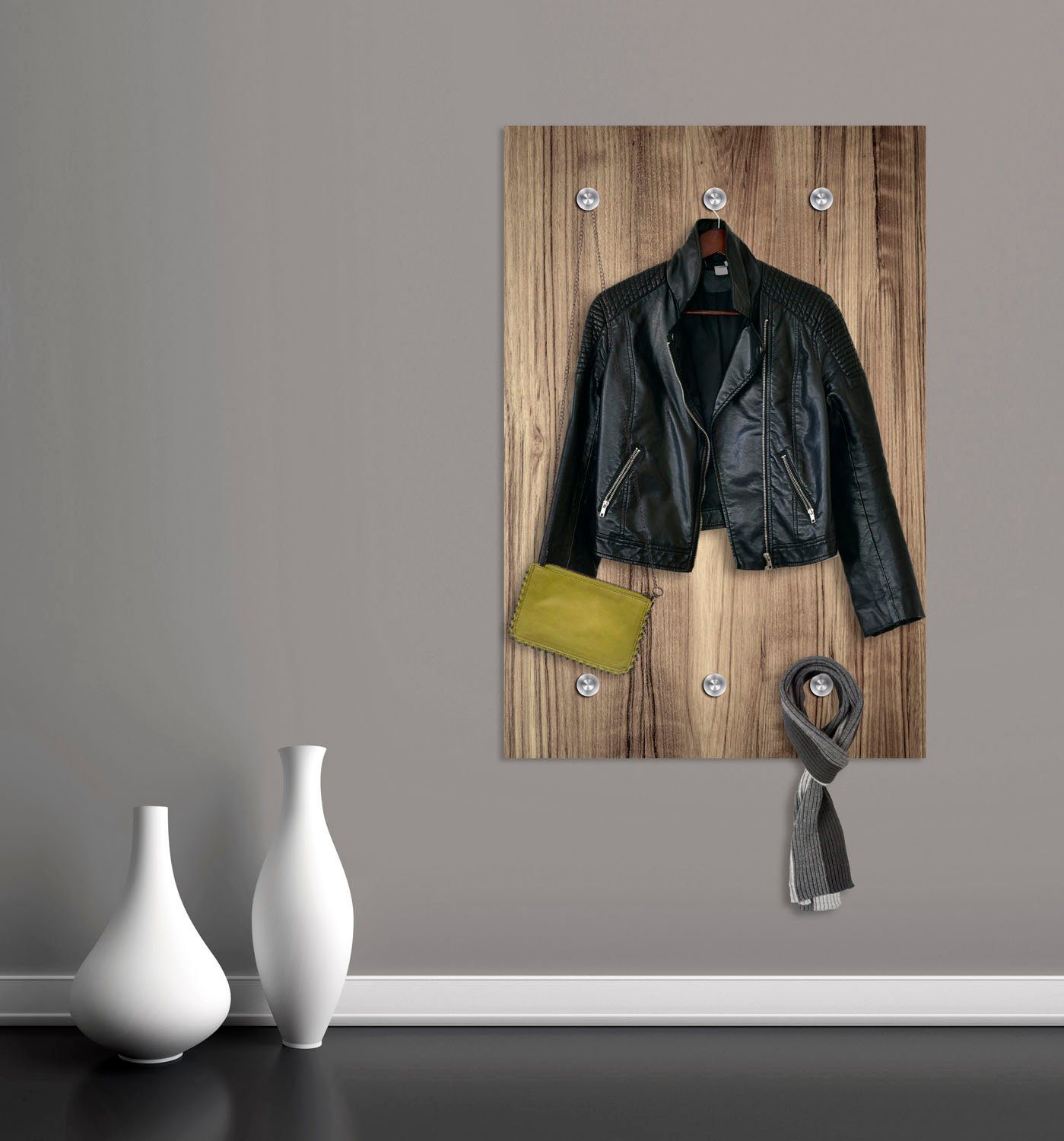 queence Kapstok Hout-look met 6 haken, 80 x 120 cm