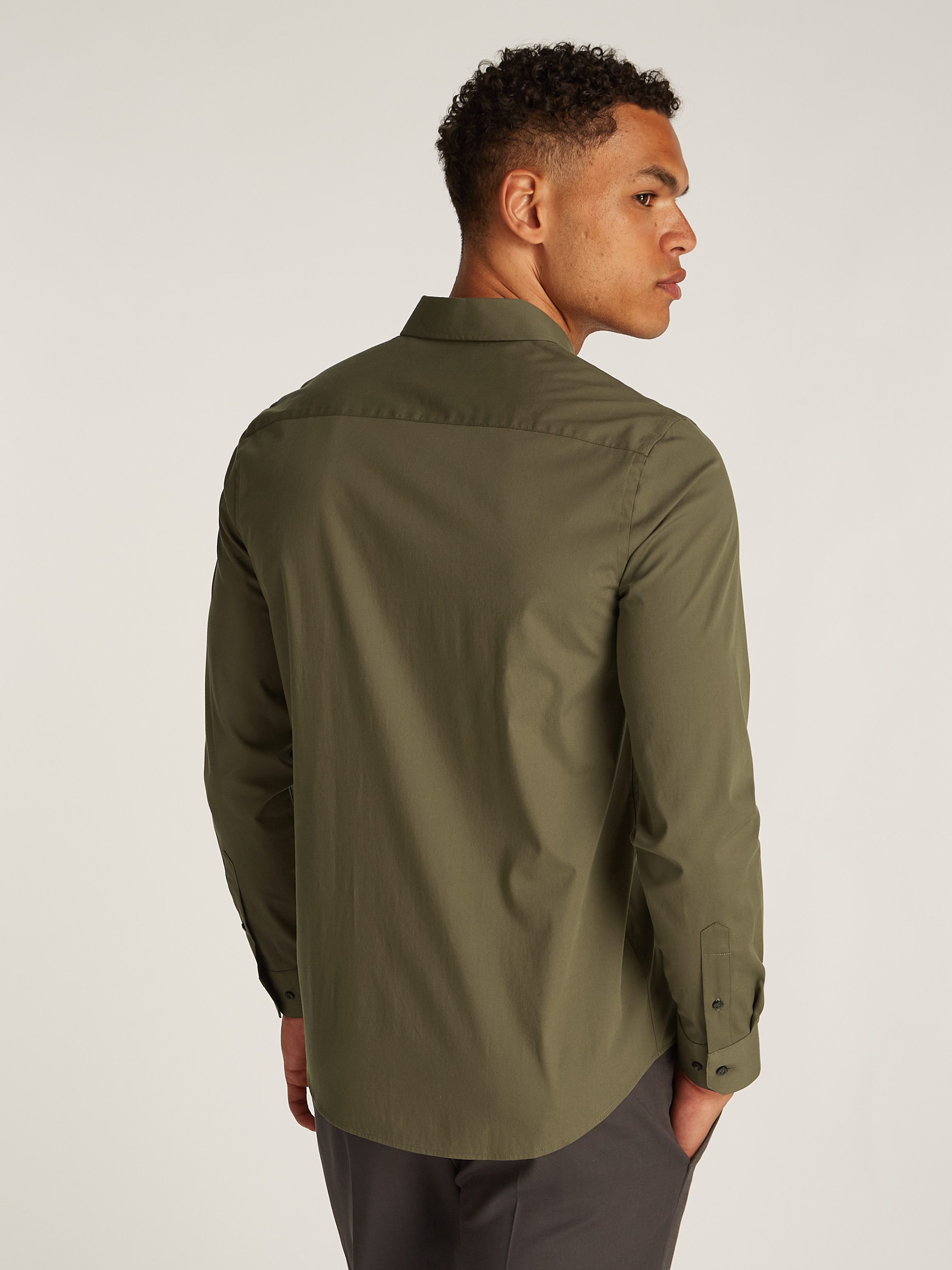 Calvin Klein Businessoverhemd STRETCH POPLIN SLIM SHIRT met calvin klein-logo op de borst