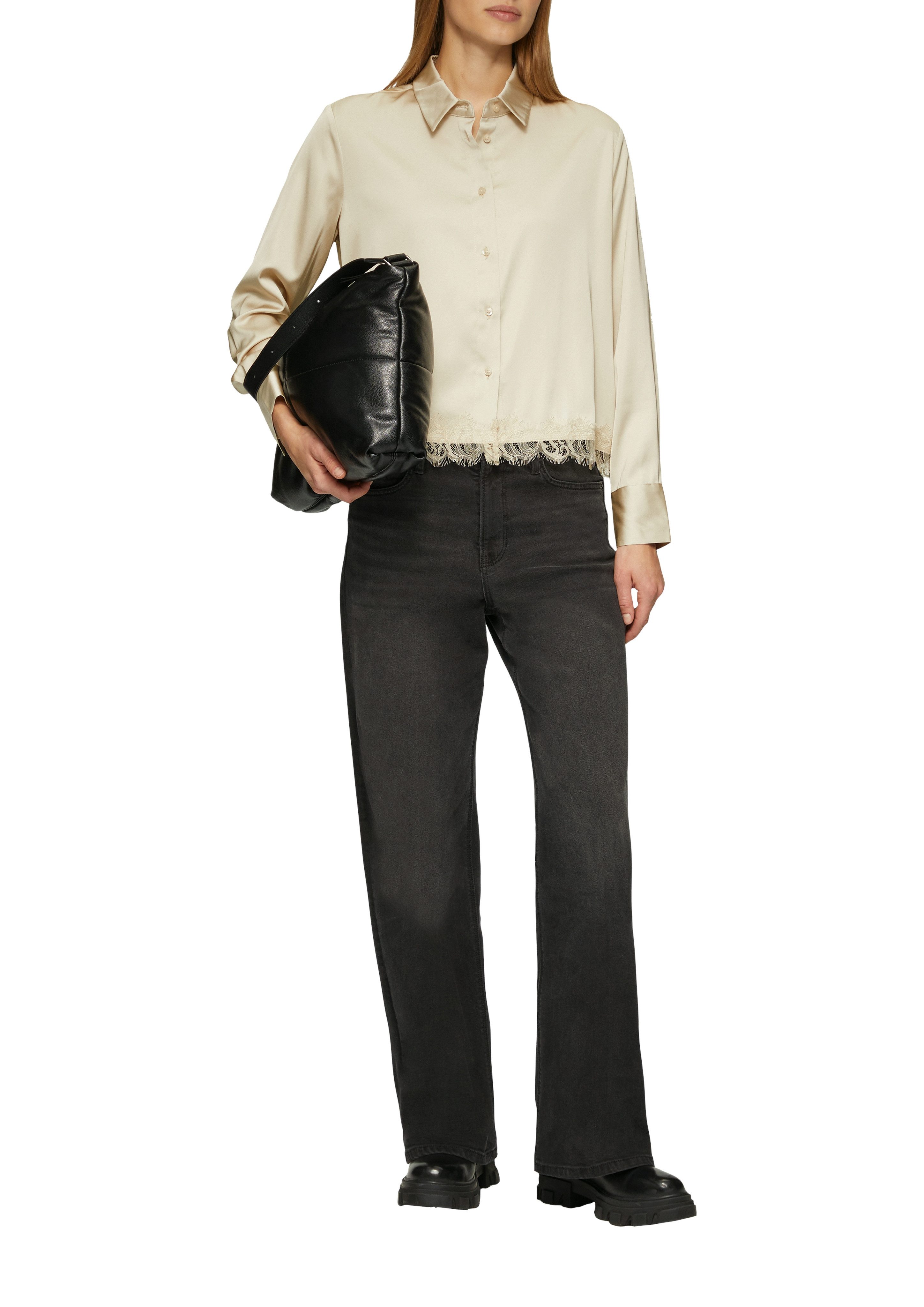 s.Oliver Blouse met lange mouwen met kant bij de zoom