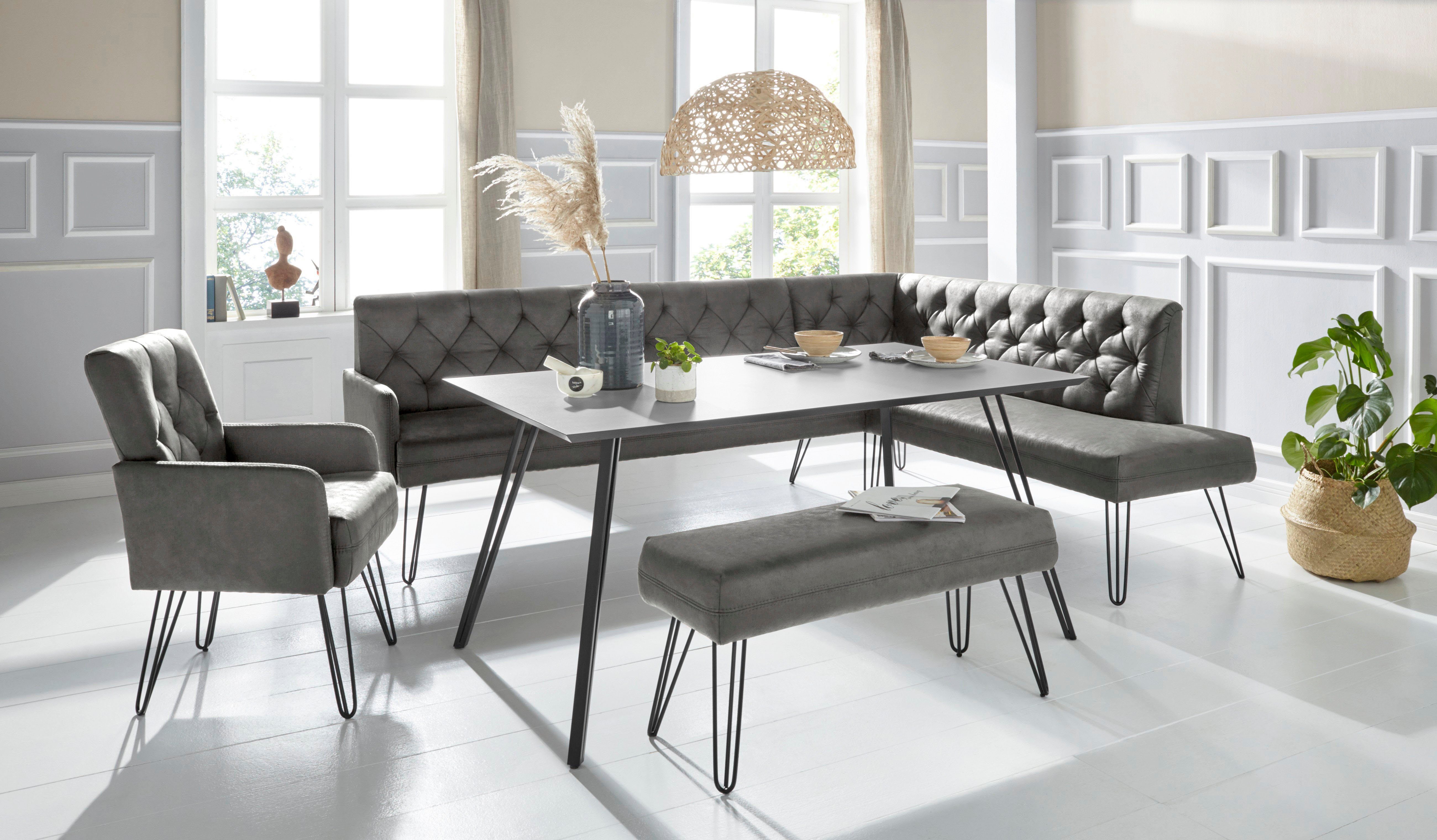 exxpo - sofa fashion Hoekbank Doppio, Chesterfield look, comfortabel en handig, hoge designvoeten