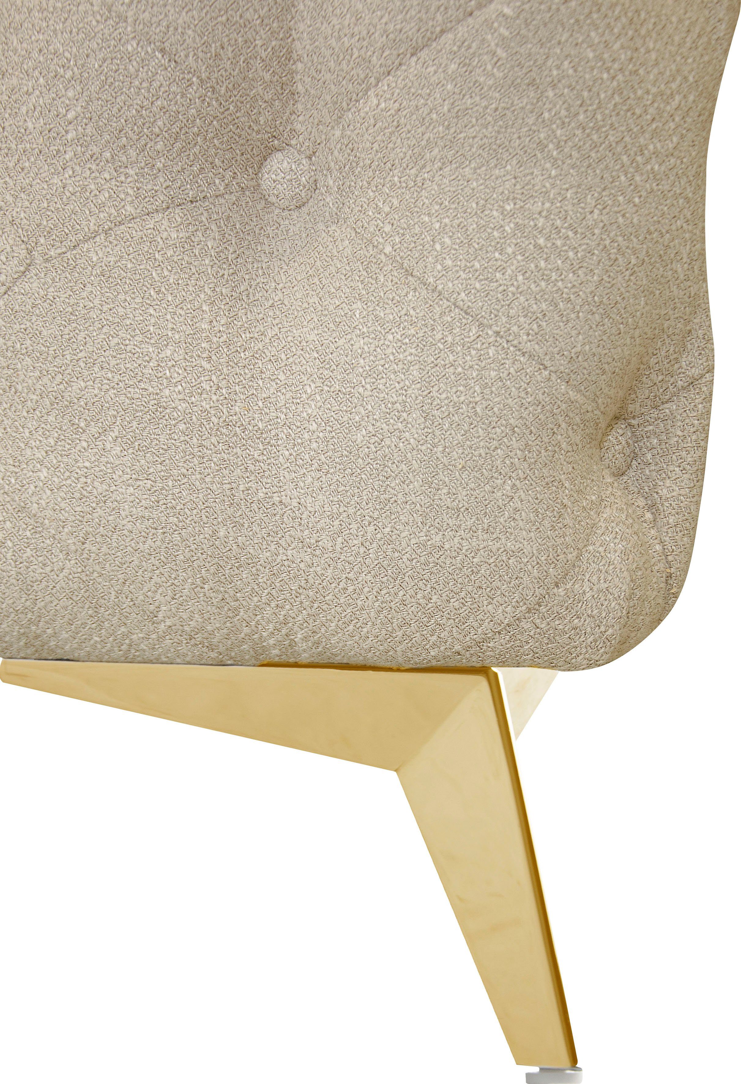 Leonique Chesterfield-bank Glynis L-vorm luxueuze capitonnage, moderne chesterfield look, kleur van de poten ter keuze