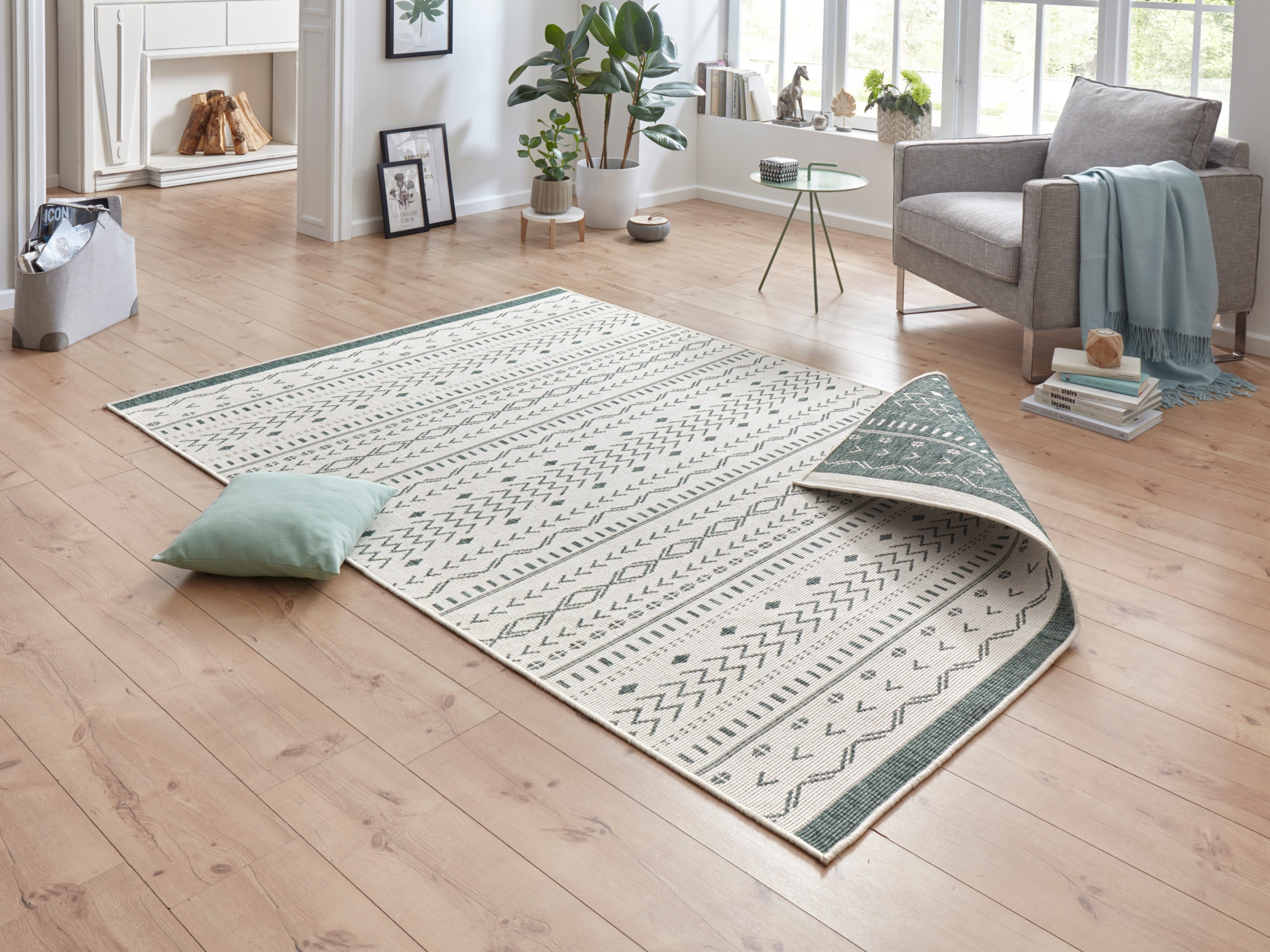 NORTHRUGS Vloerkleed Kuba omkeerbaar tapijt Binnen- en buitengebruik, weerbestendig, balkon, loper, woonkamer, waterbestendig moderne vloerkleden