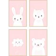 reinders! artprint pink sweeties - premium poster set van 4 (set) roze