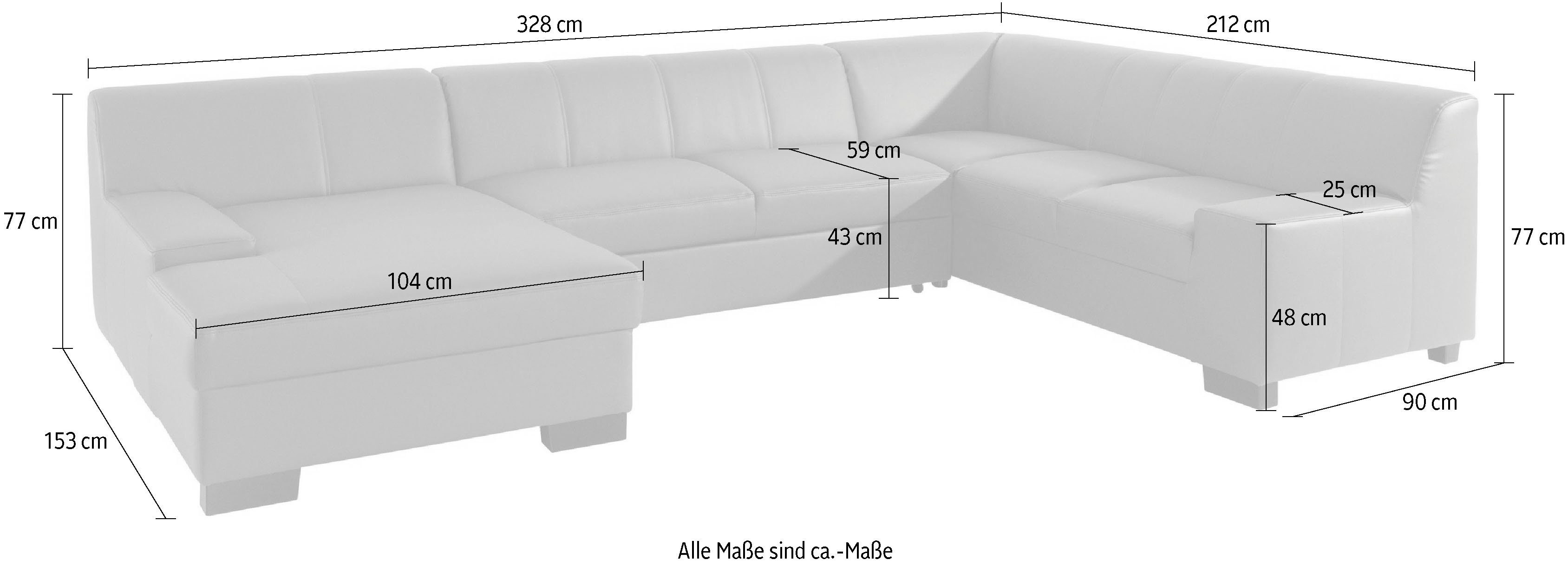 DOMO collection Zithoek Norma Top, elegant en modern, platte armleuningen, comfortabel, U-vorm