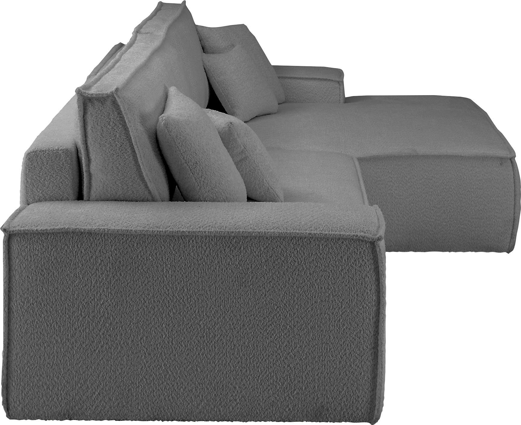 andas Hoekbank Finnley slaapbank 267 cm in Bouclé, fijne structuur en cord, L-vorm
