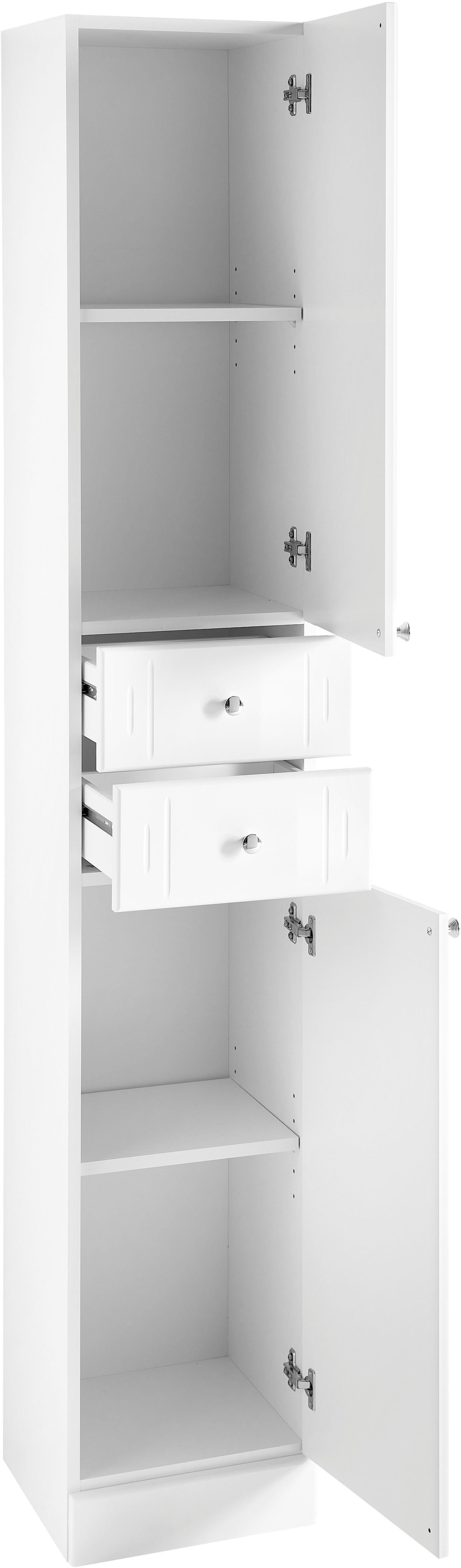 Saphir Badmeubelset Quickset 955 5-delig, wastafelonderkast en led-spiegelkast in hoogglans-wit, badkamermeubel zonder wasbak, 9 deuren, 3 laden (set, 5 stuks)