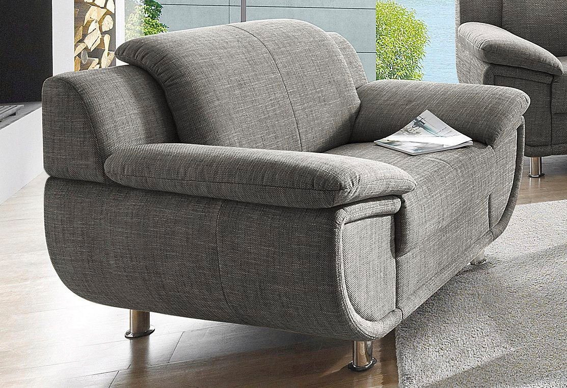 TRENDMANUFAKTUR Fauteuil Rondo, breedte 121 cm, brede armleuningen, chromen poten fauteuils maat Structuur CORBIN beige