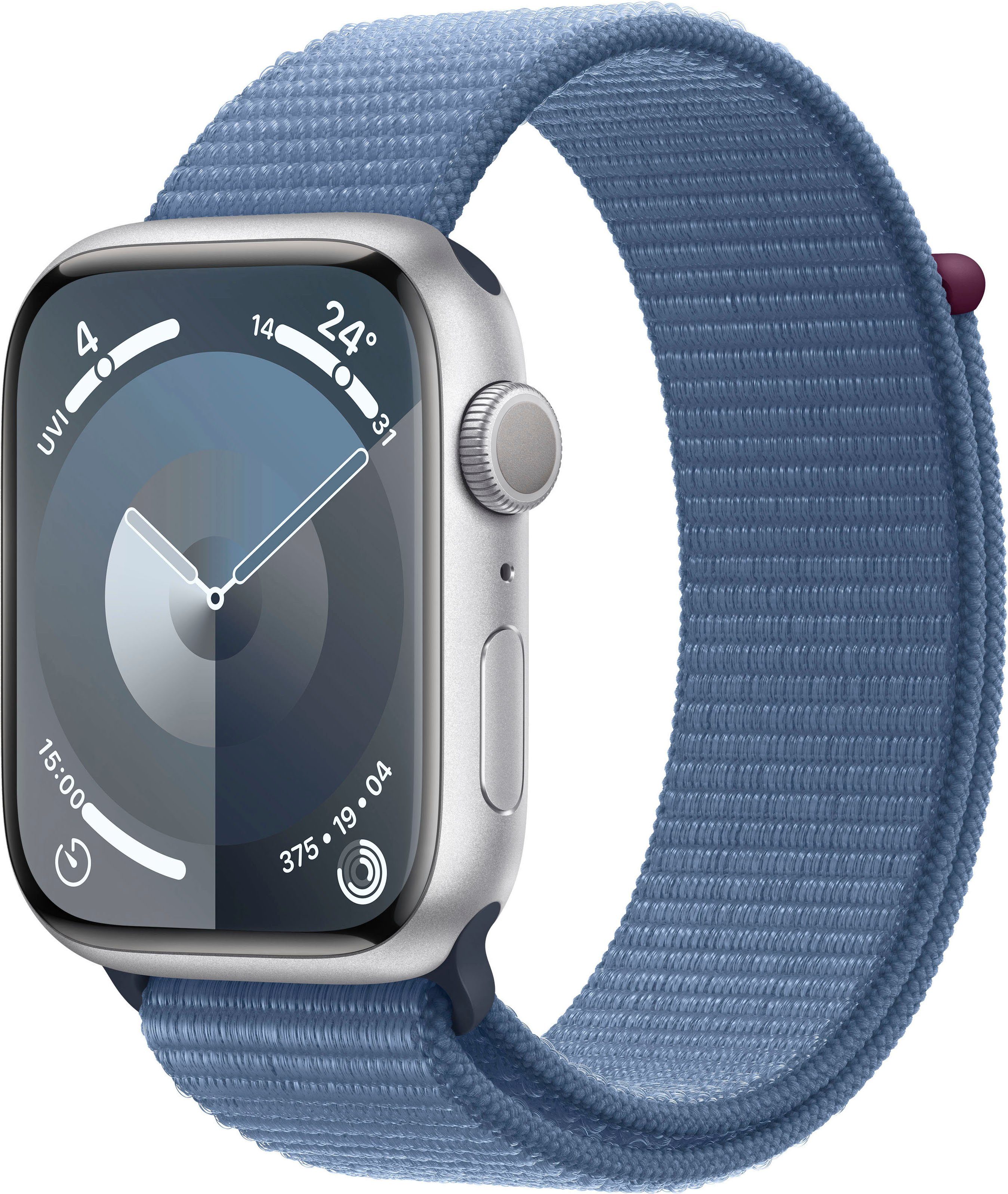 Apple Watch Series 9 GPS 45 mm Aluminium kast Sportband Winterblauw