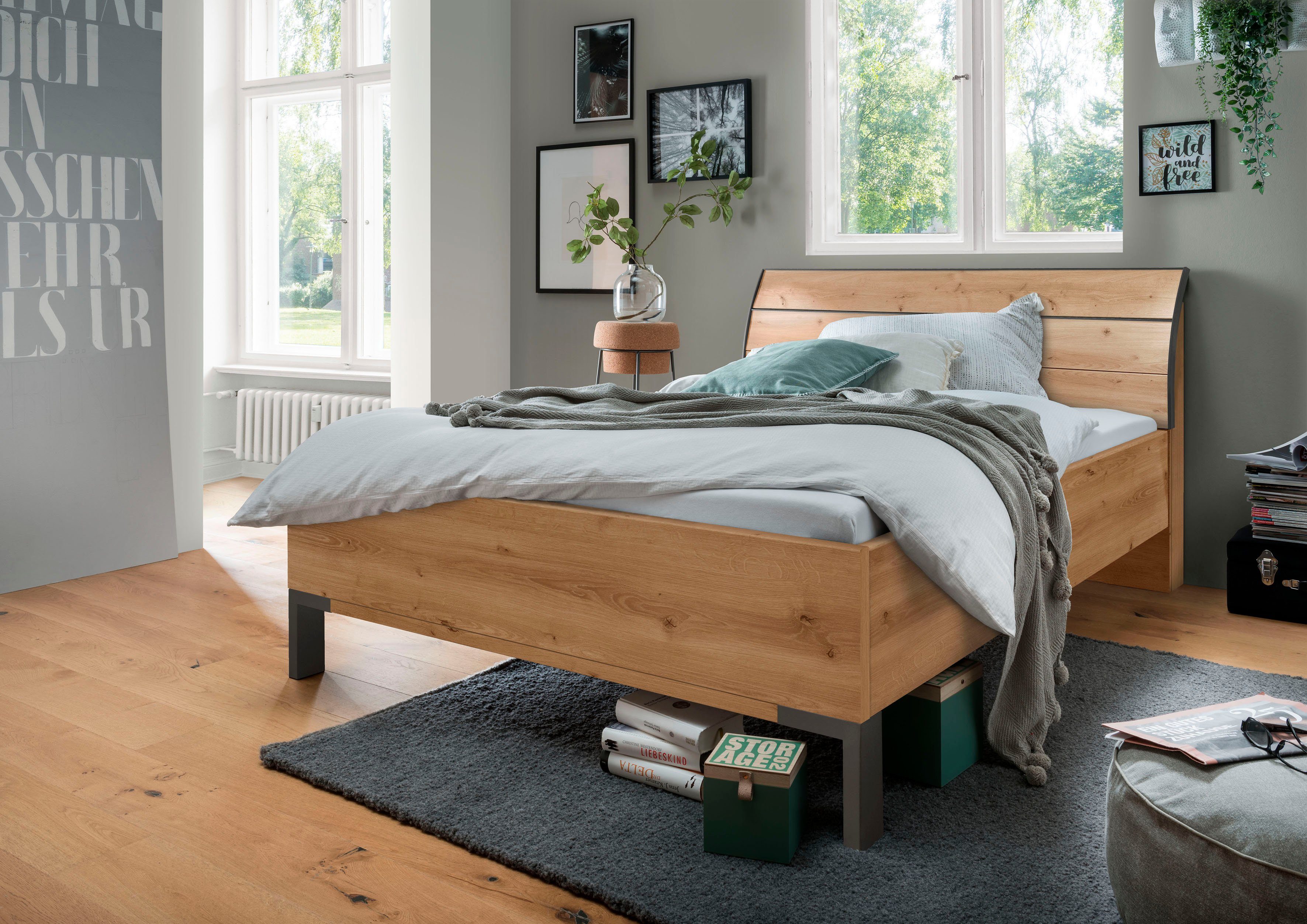 WIEMANN Futonbed Monaco, 4-voudig in hoogte verstelbaar met stijlvol houten hoofdbord, made in germany futonbedden beige