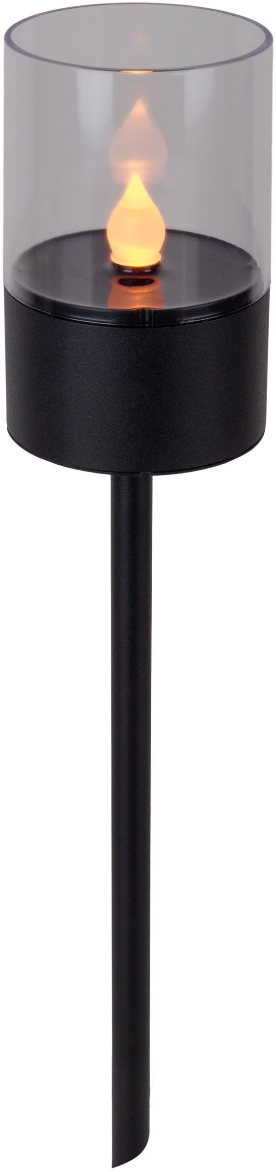 my home Led-solarlamp Lufy 4-delige set decoratieve spiezen, tuinfakkel met vlam effect, metaal h: 37cm (4 stuks)