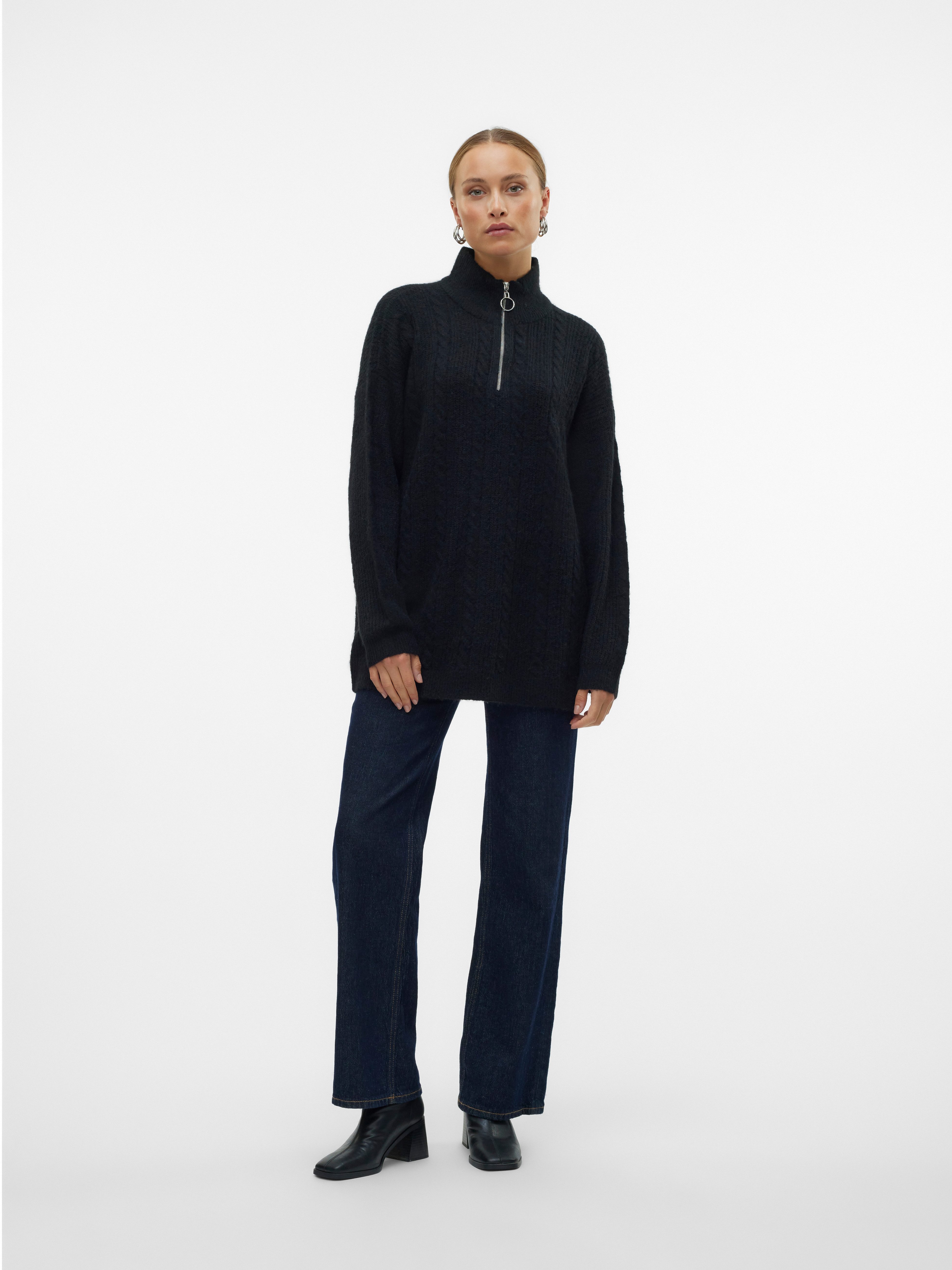 Vero Moda Trui met staande kraag VMMILI LS HIGHNK LONG ZIP PULLOVE GA BOO