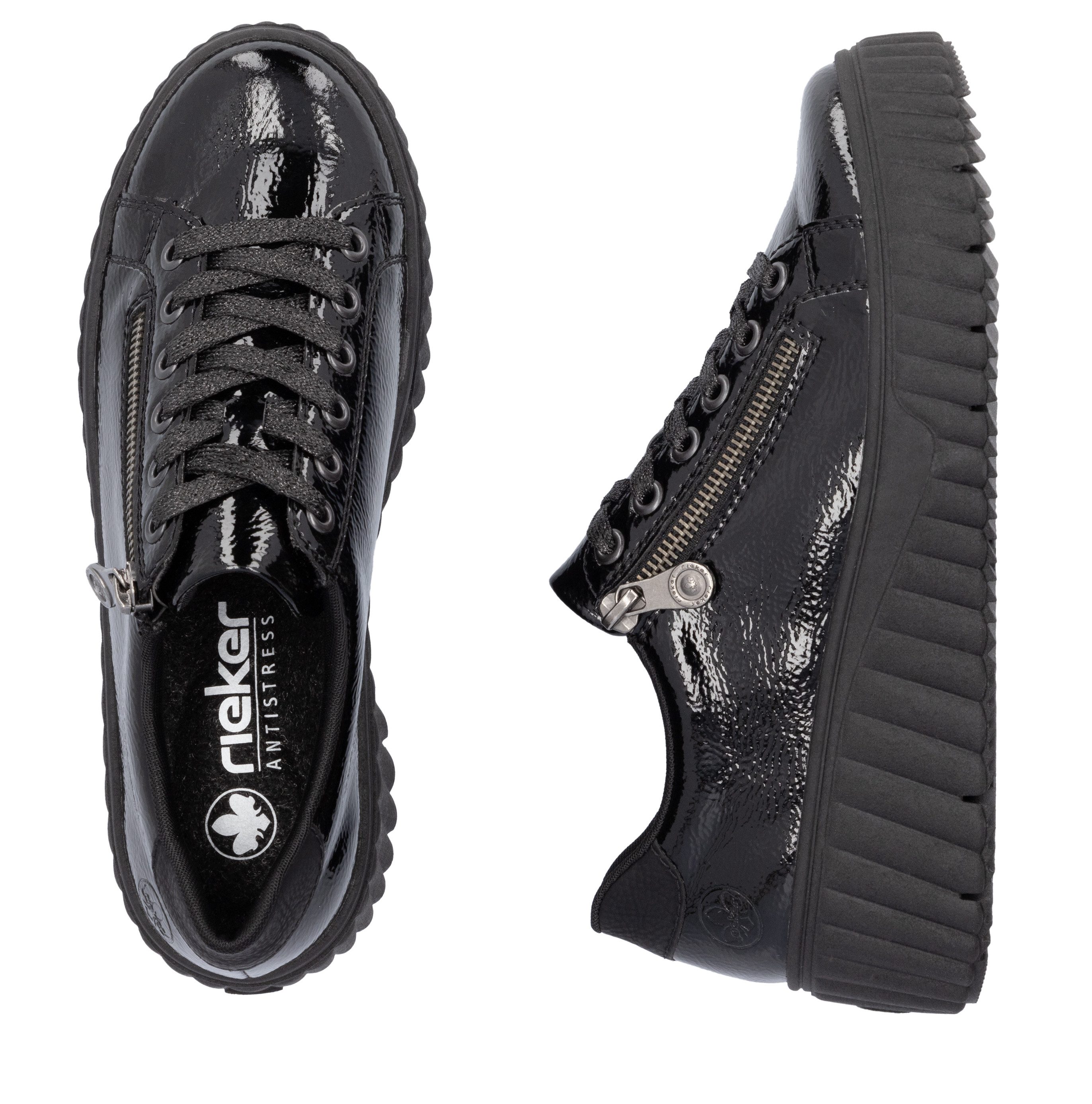 Rieker Plateausneakers vrijetijdsschoen, lage schoen, veterschoen met plateauzool