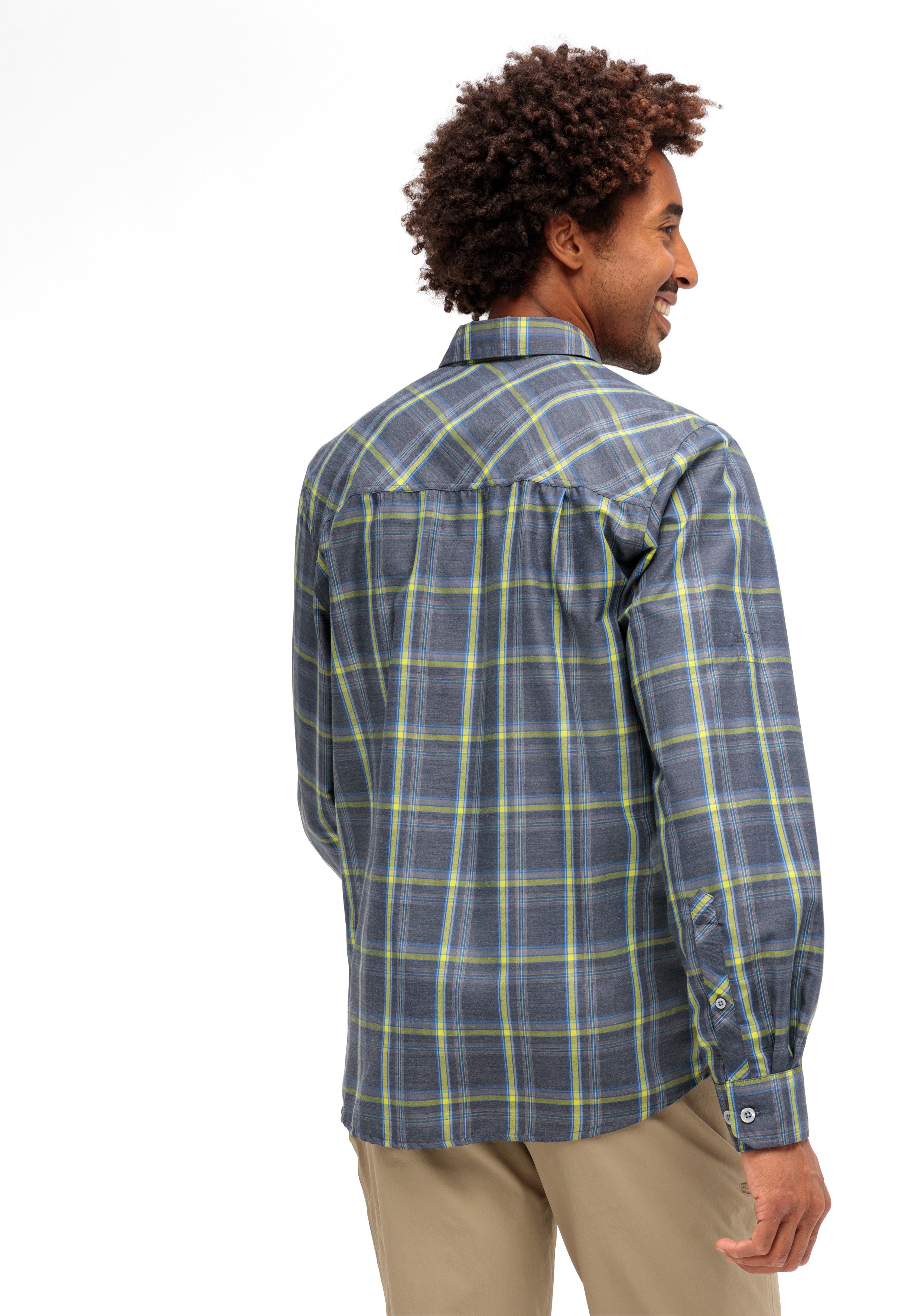 Maier Sports Functioneel shirt Claas Heren overhemd, langarm geruit overhemd voor outdoor en vrije tijd