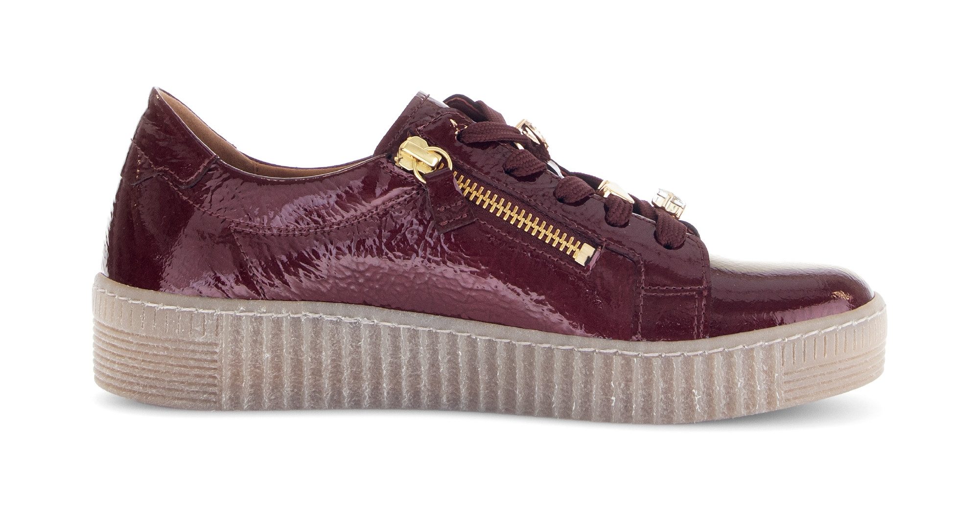 Gabor Plateausneakers , vrijetijdsschoen, halfschoen, veterschoen met edele siermotieven