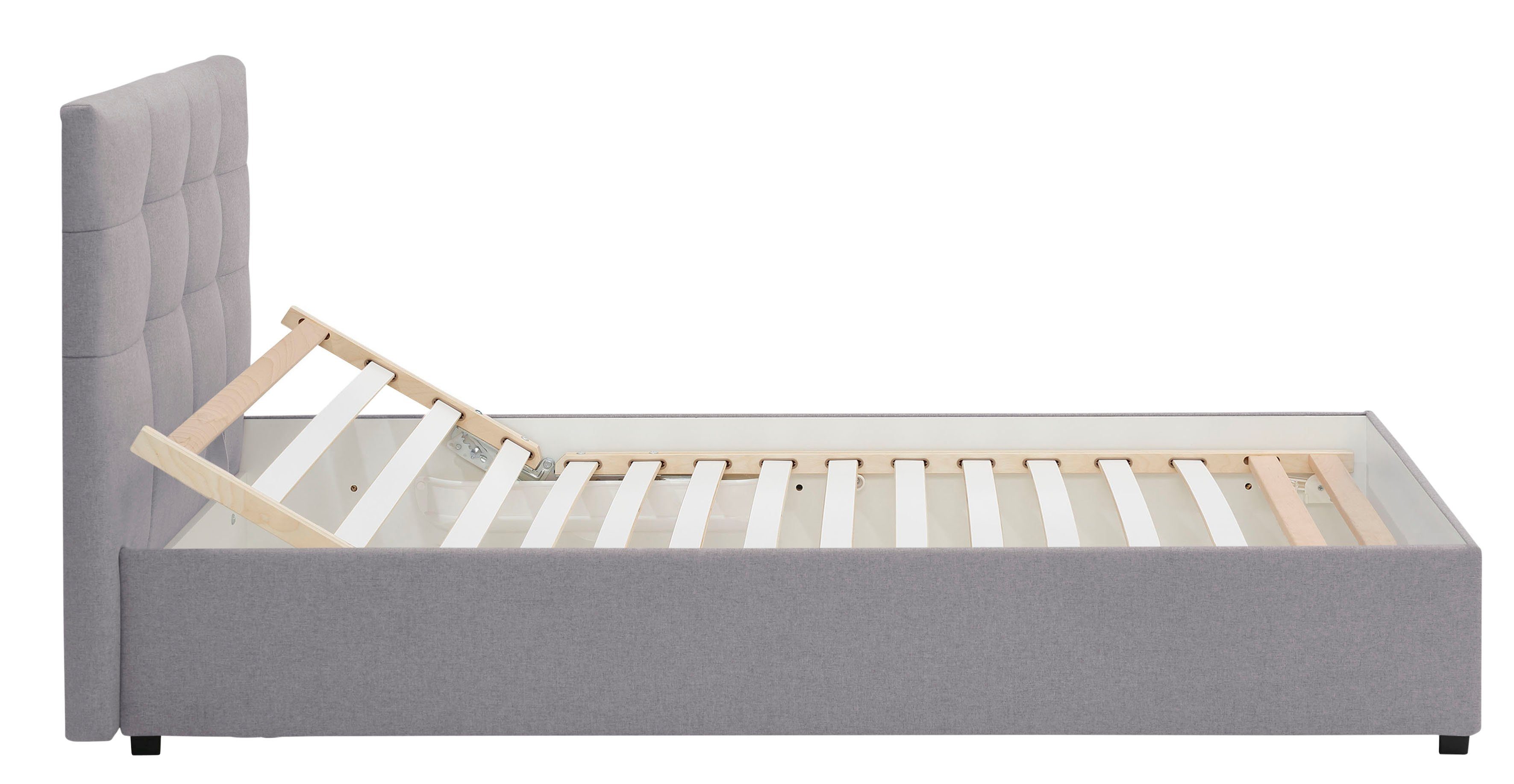Lüttenhütt Gestoffeerd bed Endres met bedkist, naar keuze zonder matras/lattenbodem of incl. matras