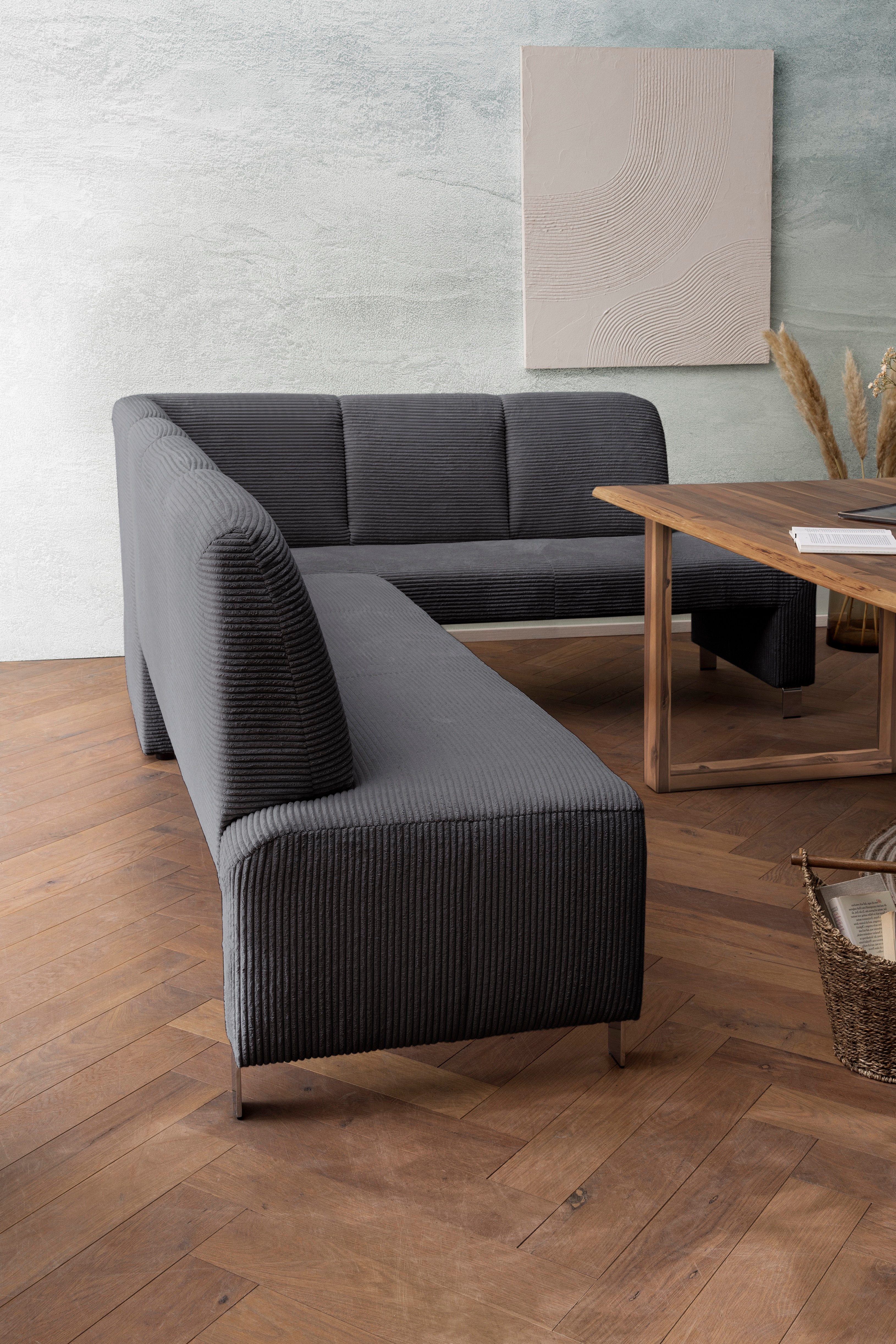 exxpo - sofa fashion Hoekbank Intenso, modern, keuze uit leer of textiel, 264/197 cm (B/D) hoge bodemvrijheid, vrij in de ruimte te plaatsen, hoog zitcomfort